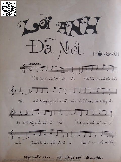 Page 2 of Sheet music PDF Lời anh đã nói - Hồng Vân