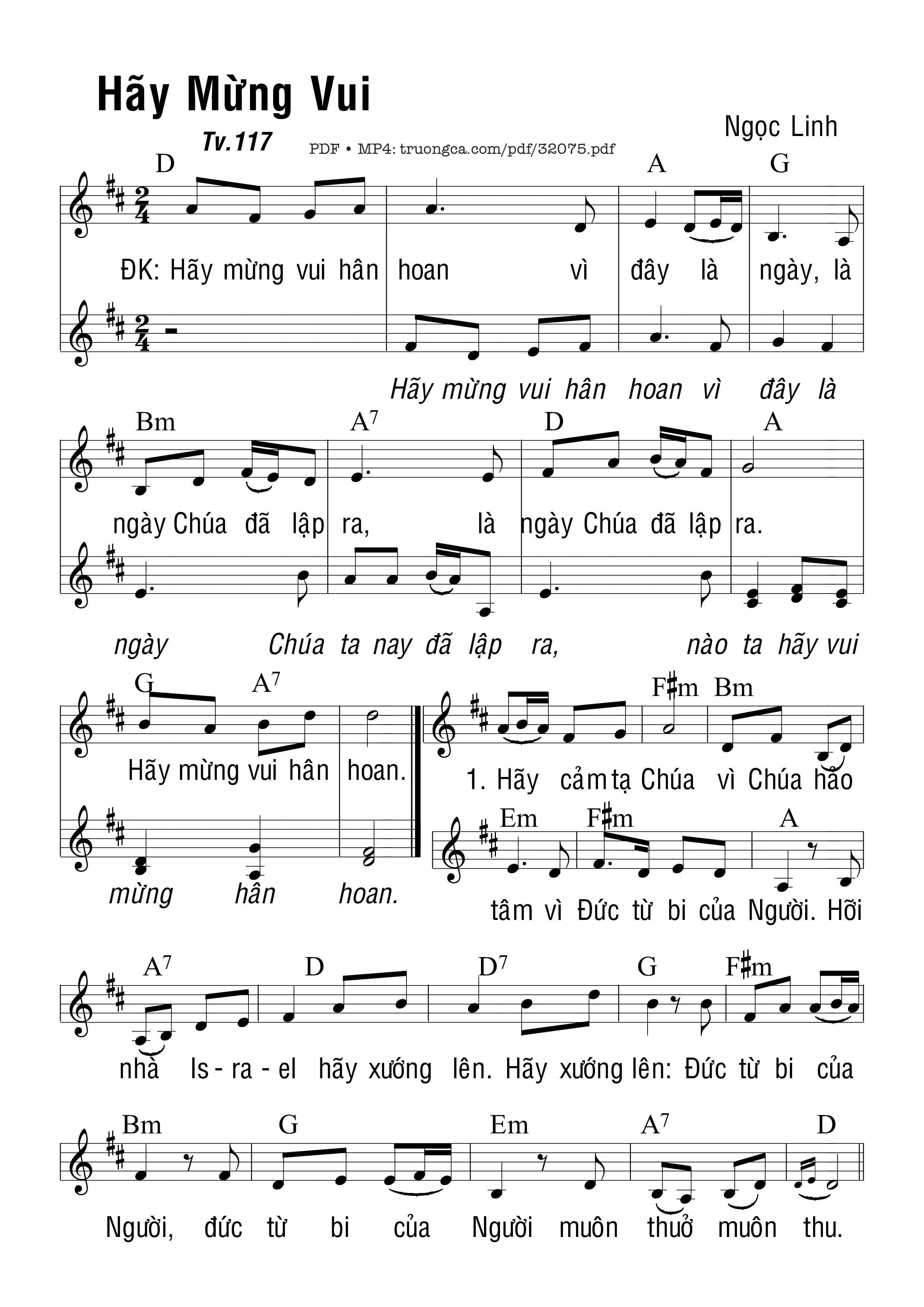 Sheet PDF of Thánh Vịnh 117, Hãy Mừng Vui