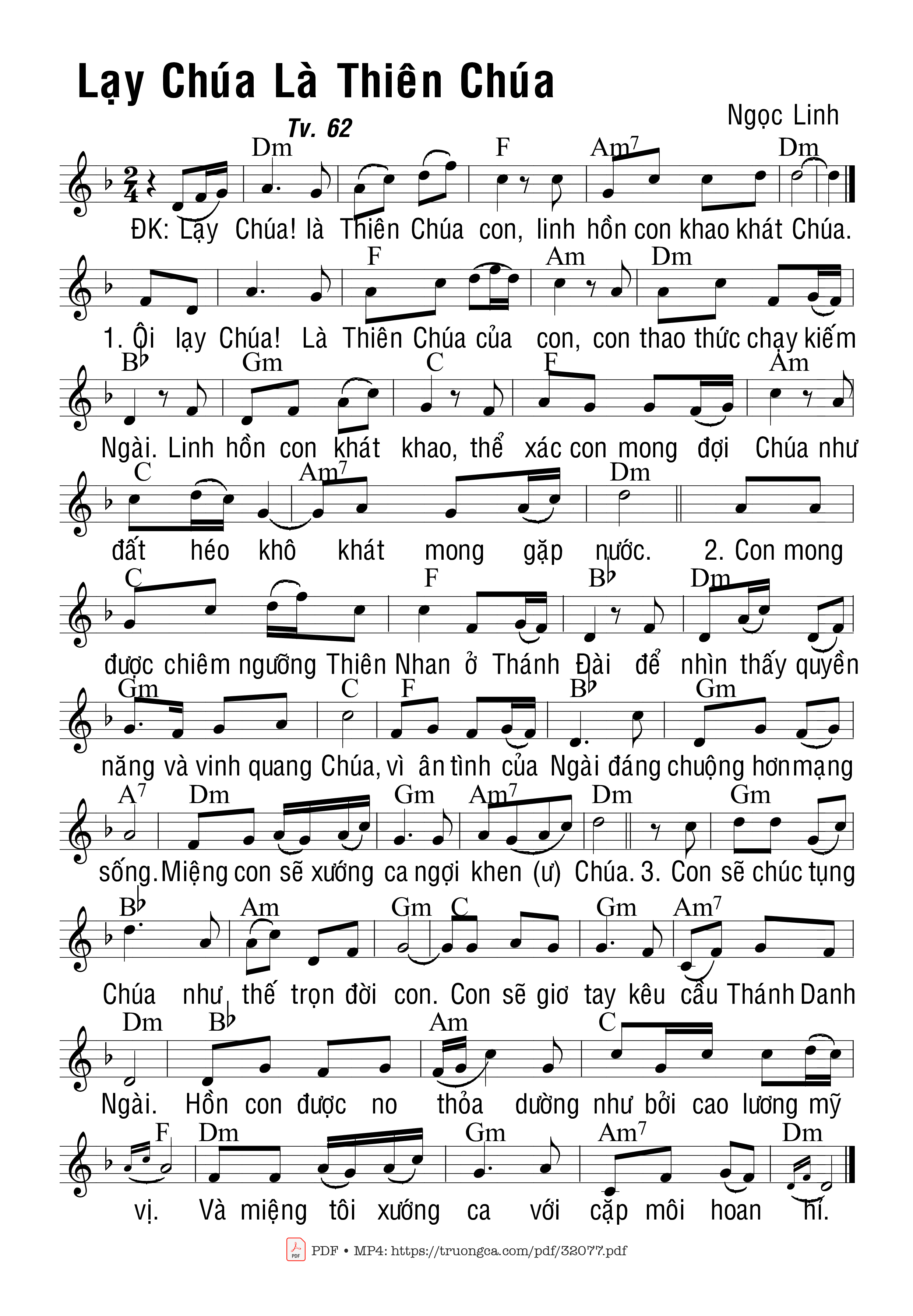 Sheet PDF of Thánh Vịnh 62, Lạy Chúa Là Thiên Chúa
