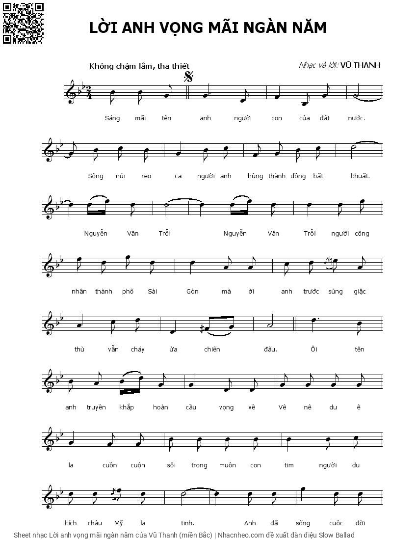 Sheet PDF of Lời anh vọng mãi ngàn năm