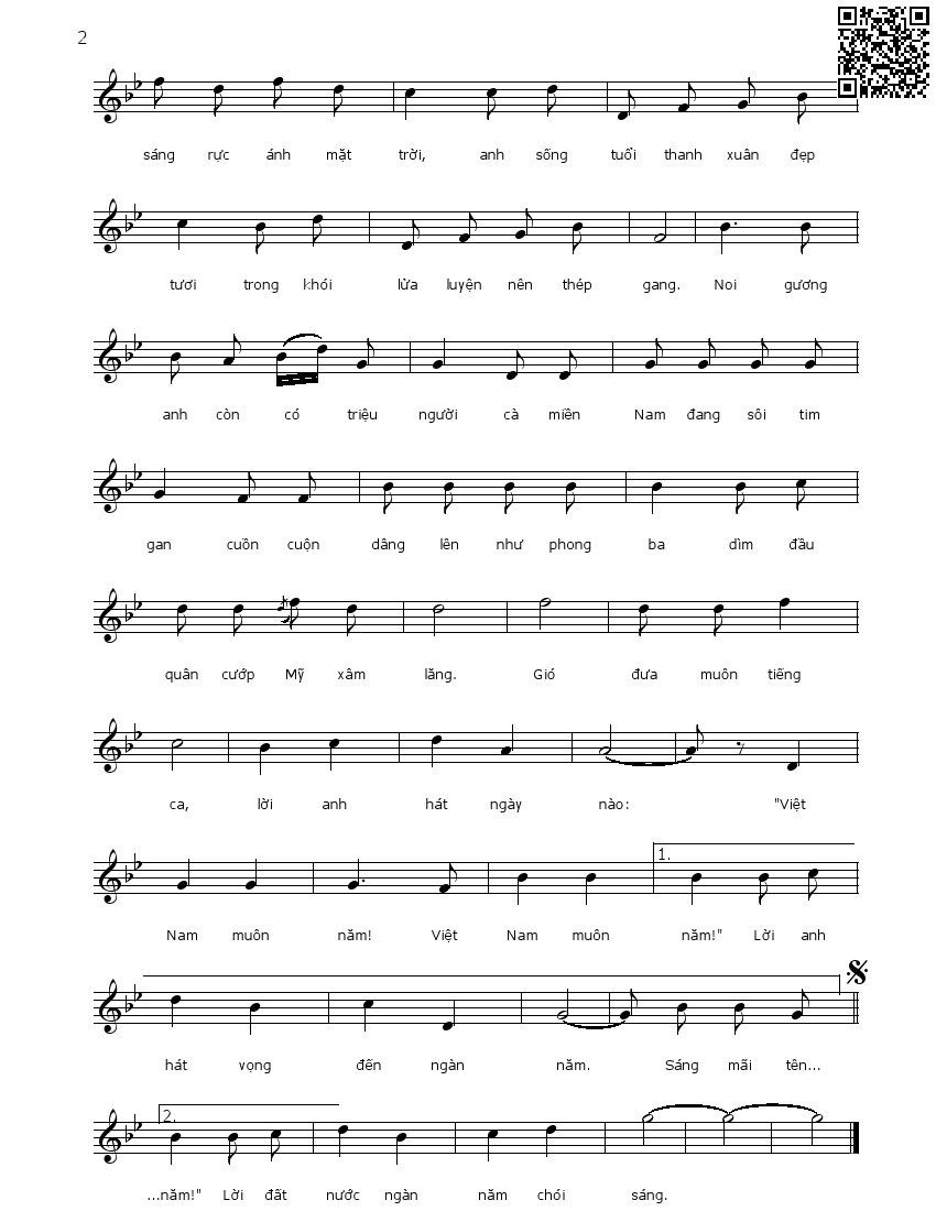 Page 2 of Sheet music PDF Lời anh vọng mãi ngàn năm - Vũ Thanh (miền Bắc)