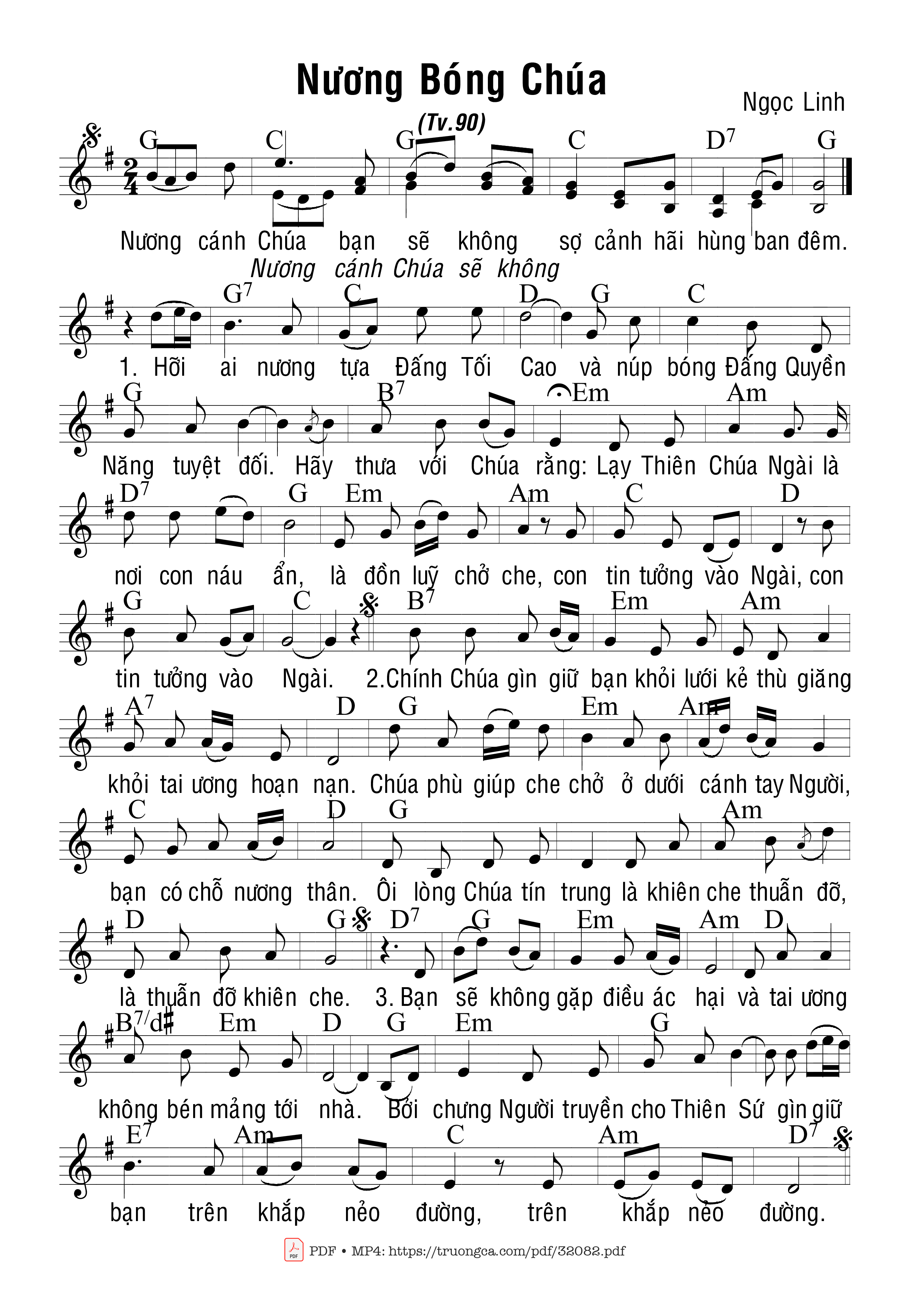 Page 1 of Sheet music PDF Thánh Vịnh 90, Nương Bóng Chúa - Ngọc Linh