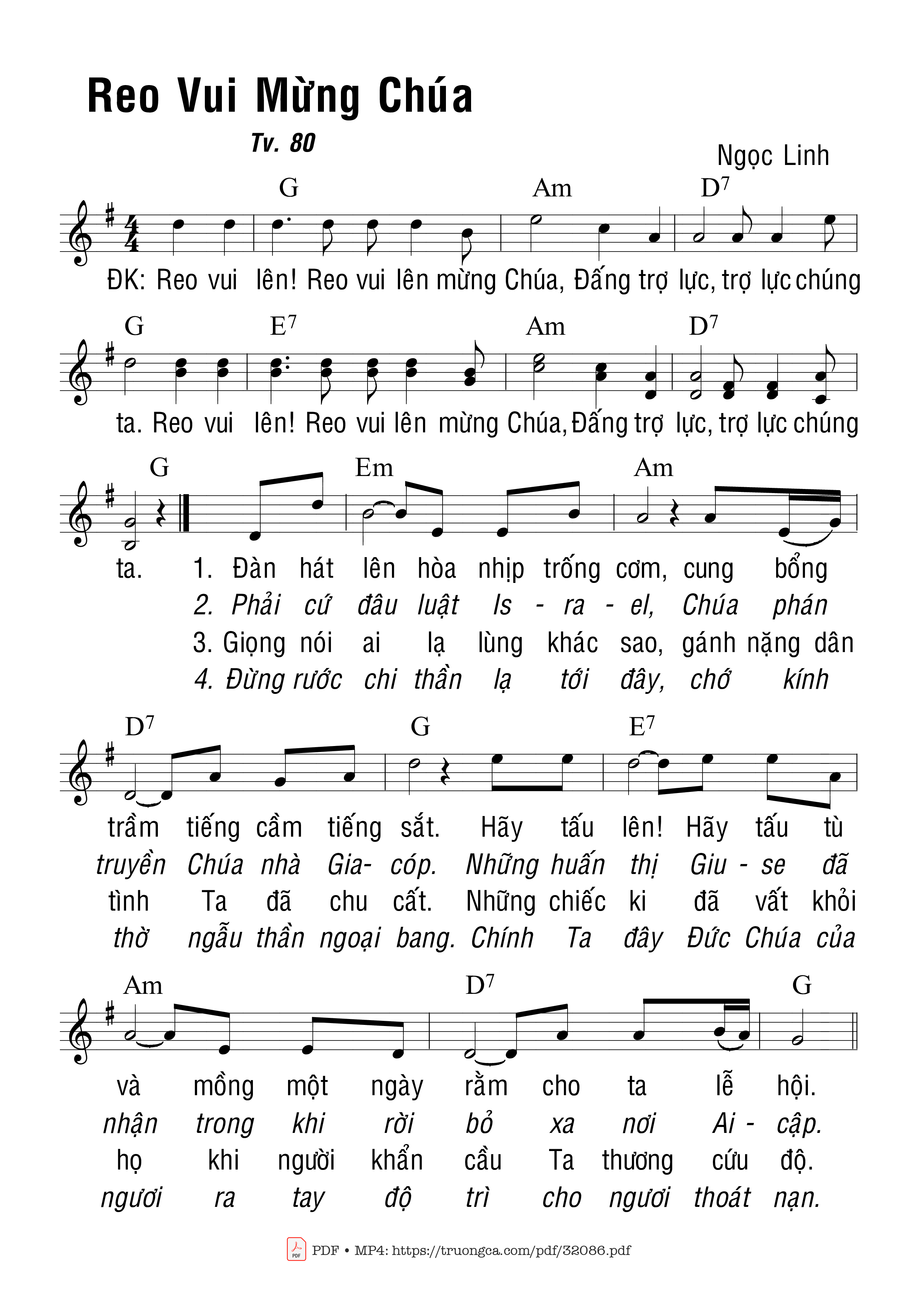 Sheet PDF of Thánh Vịnh 80, Reo Vui Mừng Chúa