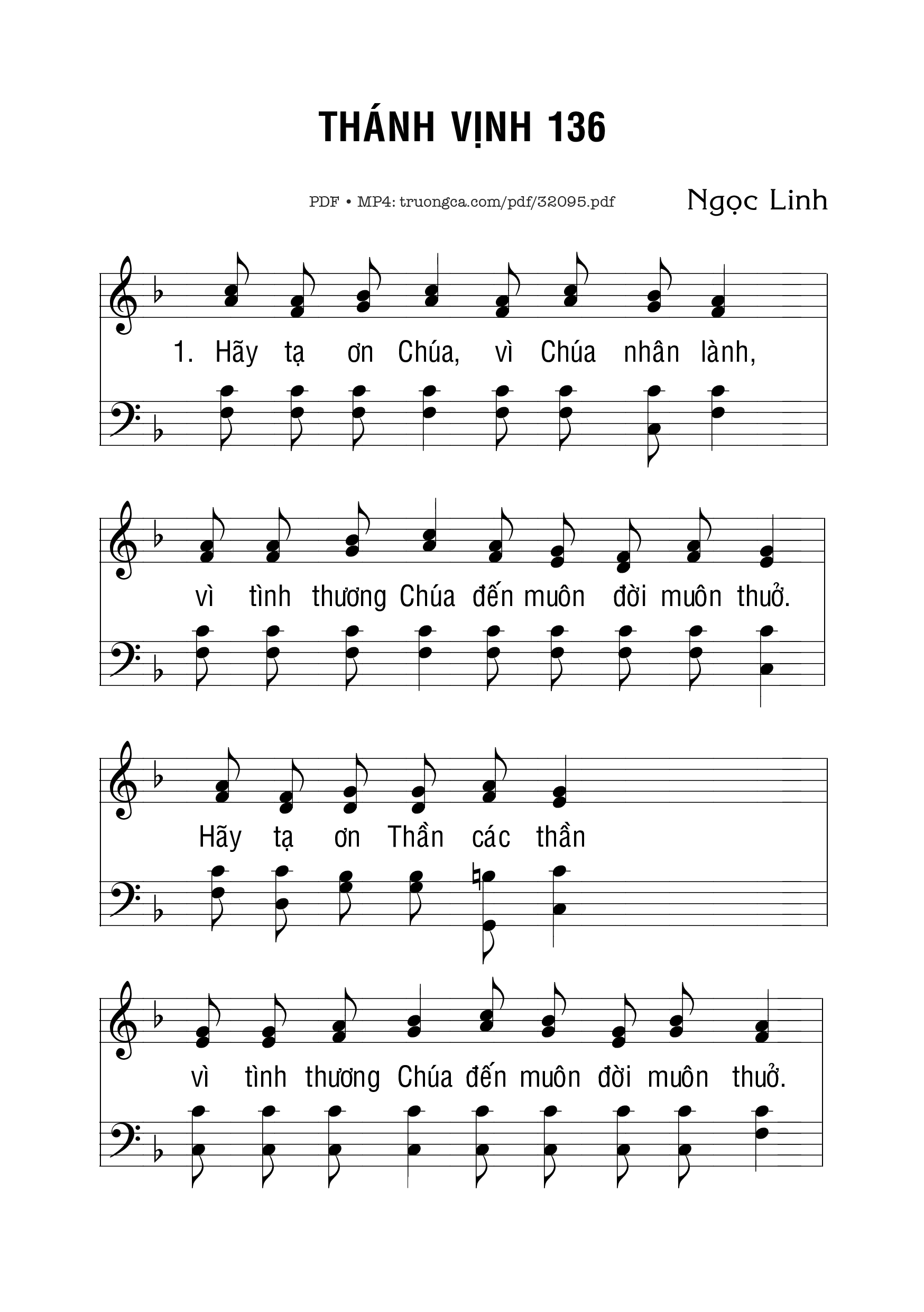 Page 1 of Sheet music PDF Thánh Vịnh 136 - Ngọc Linh