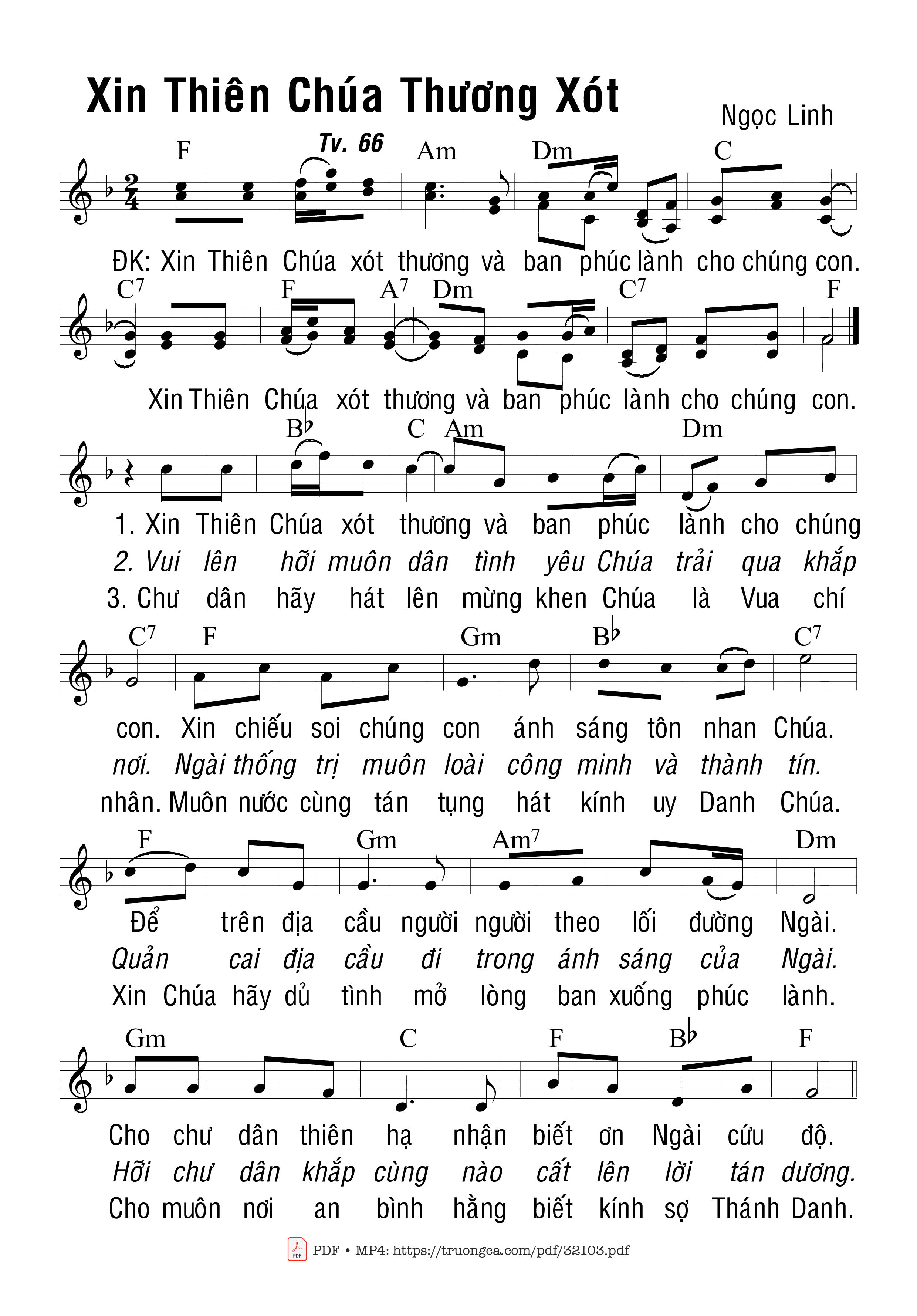 Sheet PDF of Thánh Vịnh 66, Xin Thiên Chúa Xót Thương