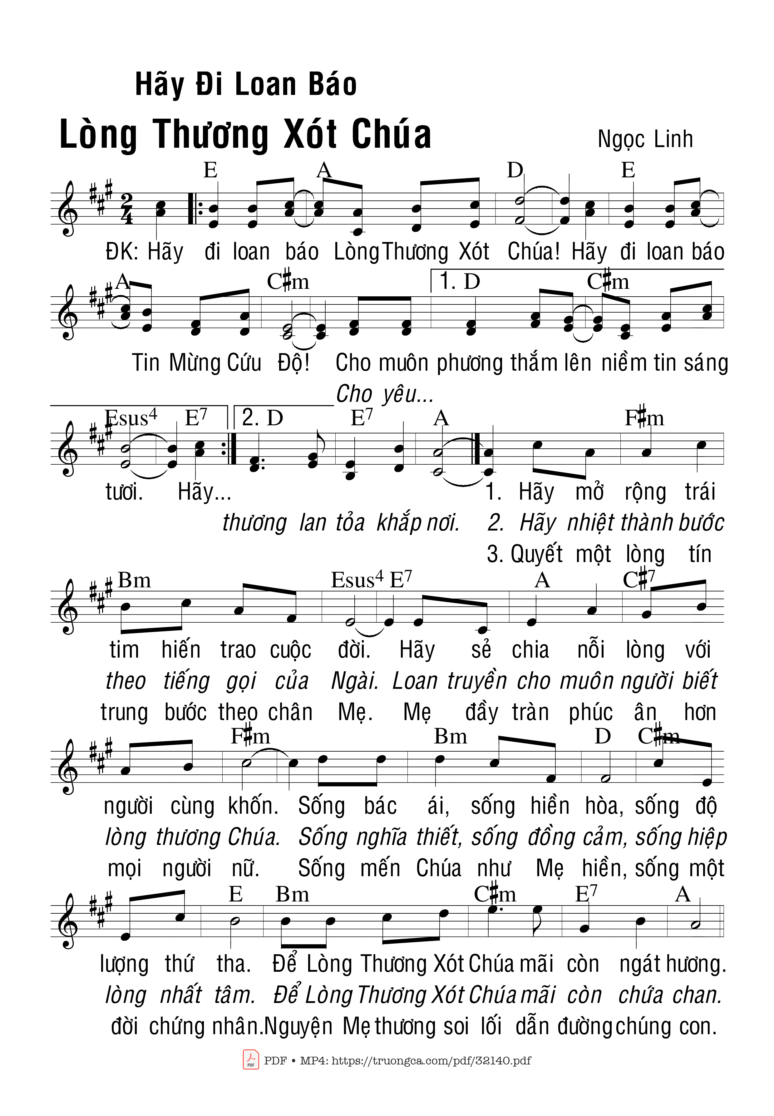 Sheet PDF of Hãy Đi Loan Báo Ltxc