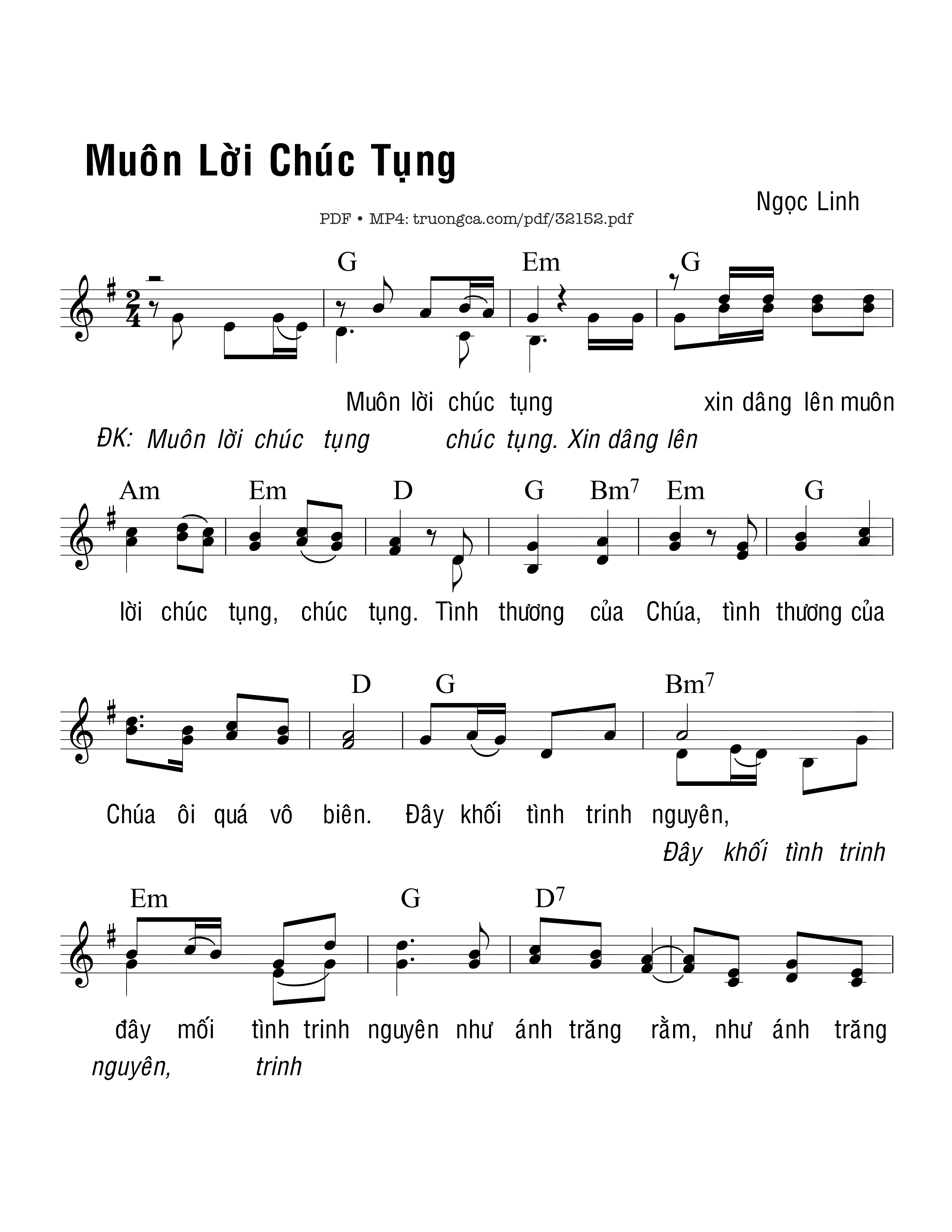 Sheet PDF of Muôn Lời Chúc Tụng
