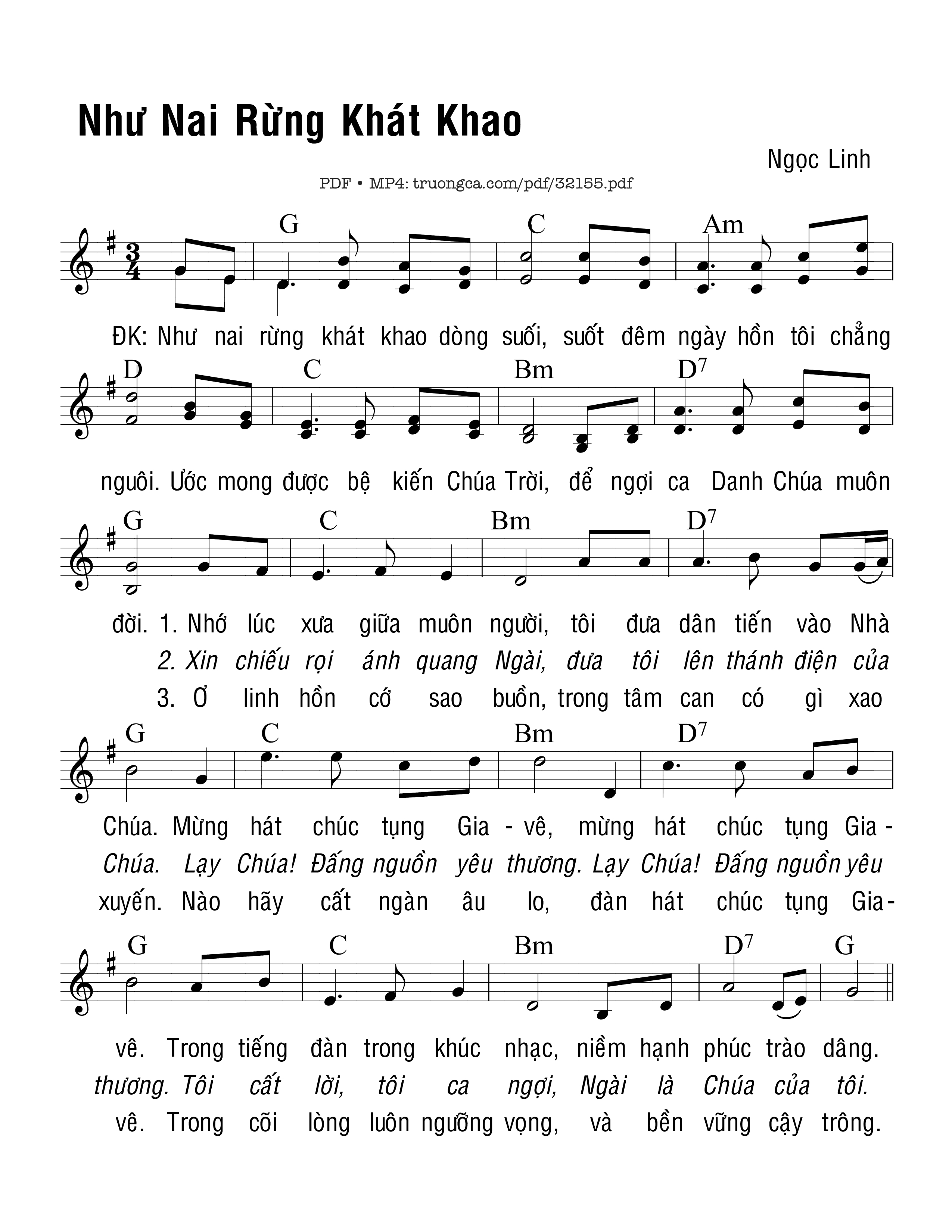 Sheet PDF of Như Nai Rừng Khát Khao