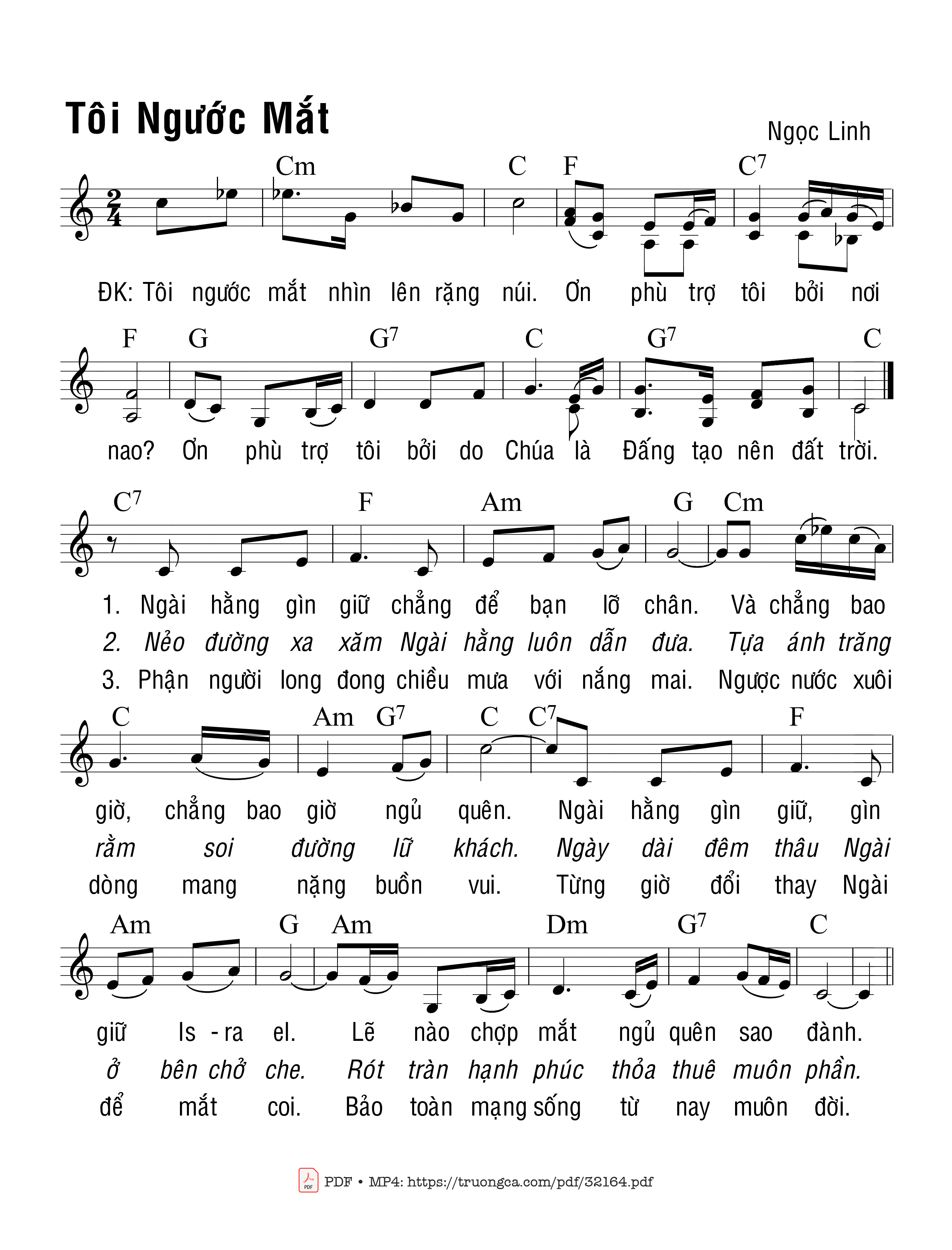 Sheet PDF of Tôi Ngước Mắt