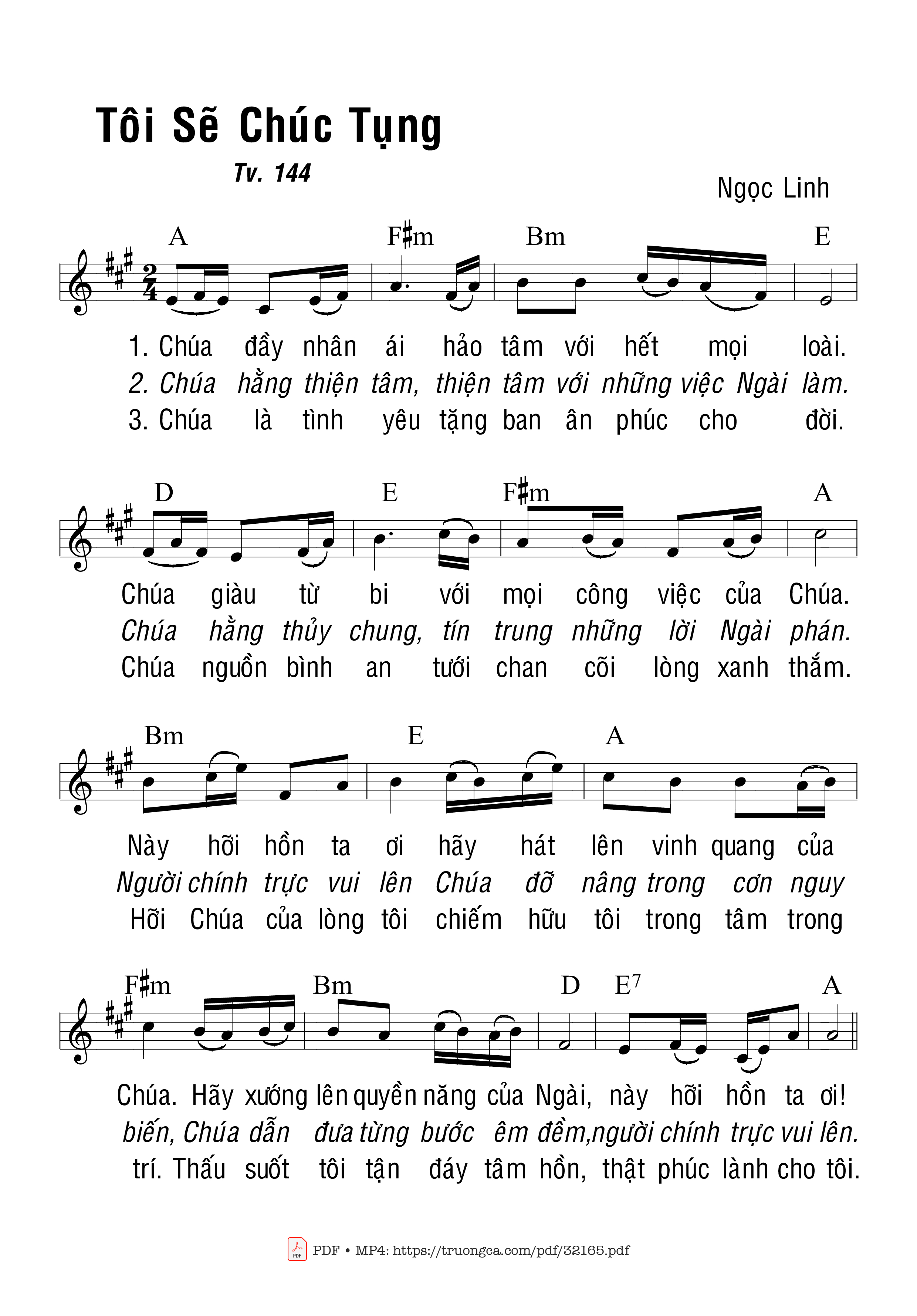 Sheet PDF of Tôi Sẽ Chúc Tụng