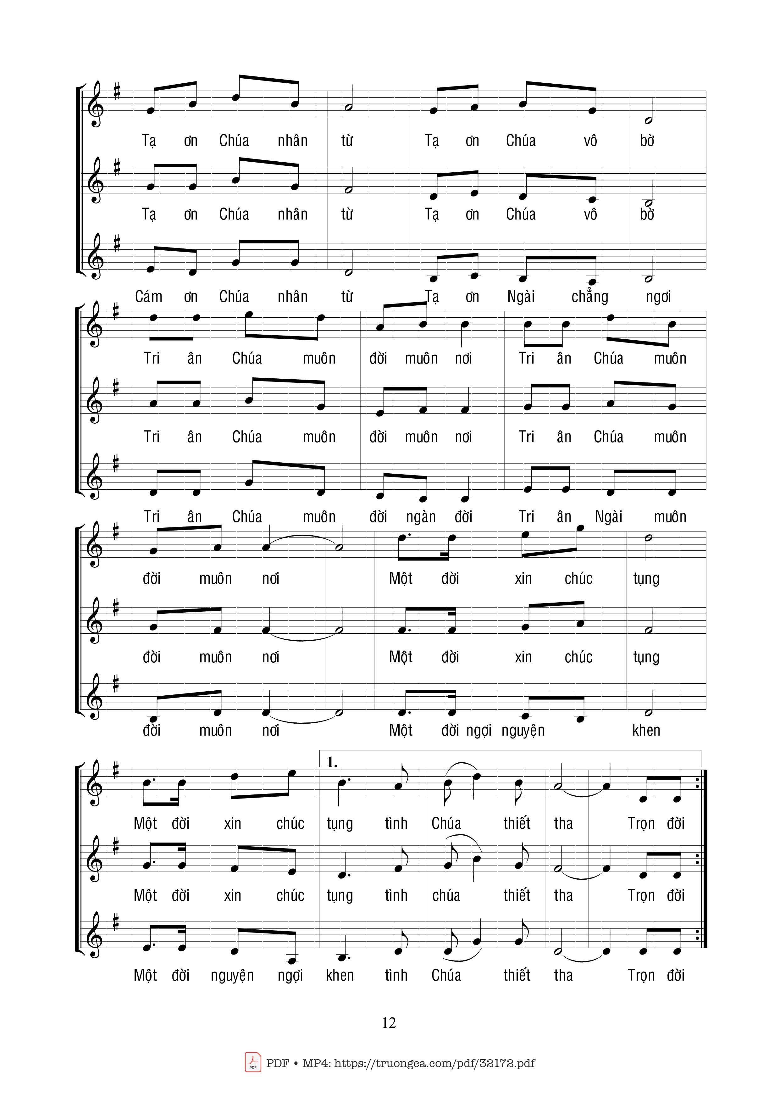 Page 12 of Sheet music PDF Trường Ca Tạ Ơn - Ngọc Linh