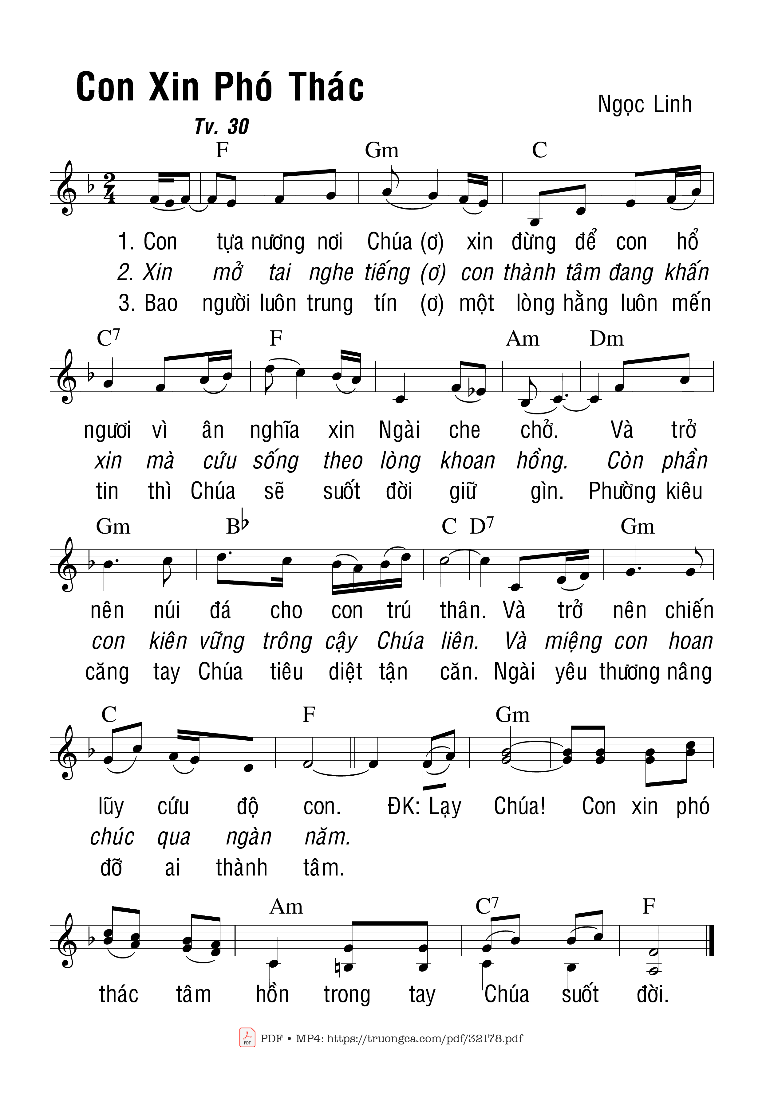 Page 1 of Sheet music PDF Con Xin Phó Thác - Ngọc Linh