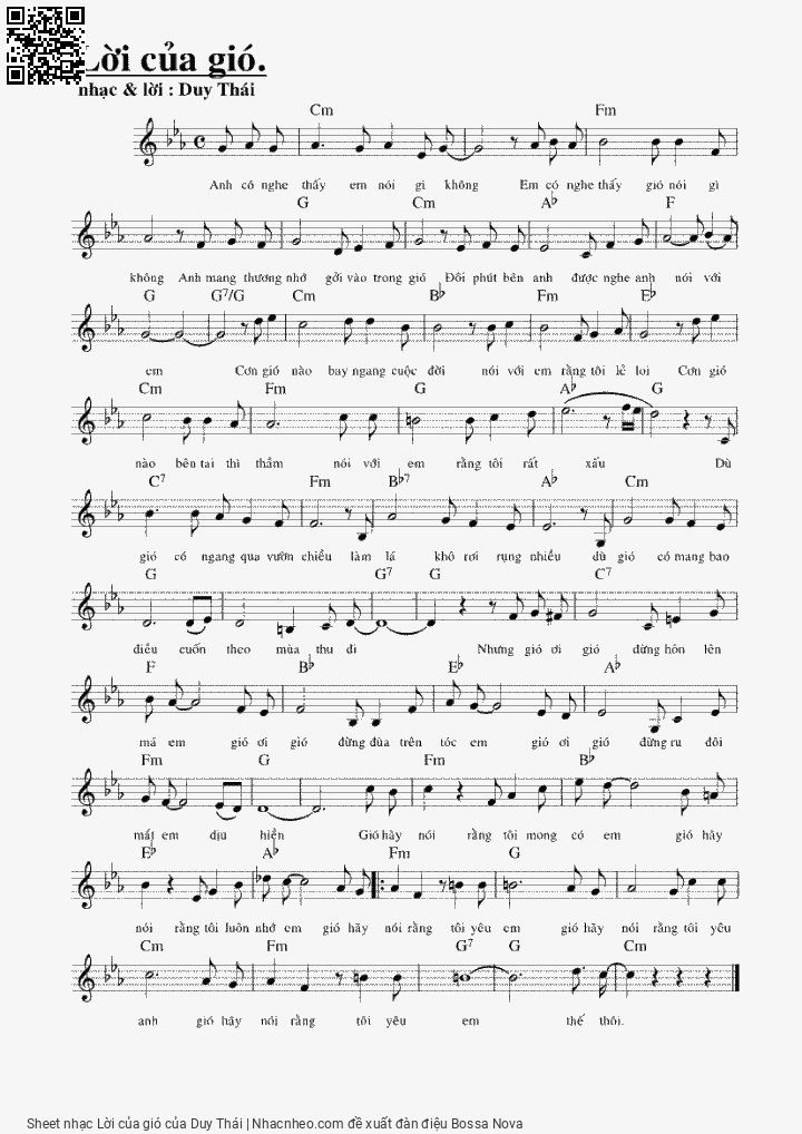 Sheet PDF of Lời của gió