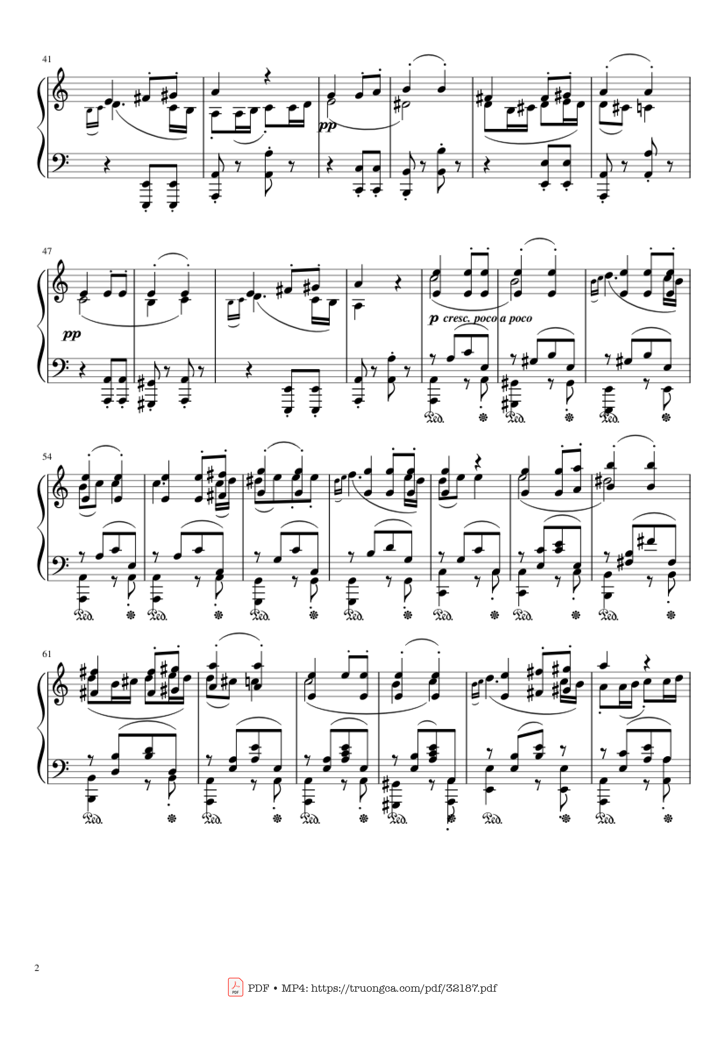 Page 2 of Sheet music PDF Piano Beethoven Symphony No. 7 Movement 2 Piano - Ludvig van Beethoven