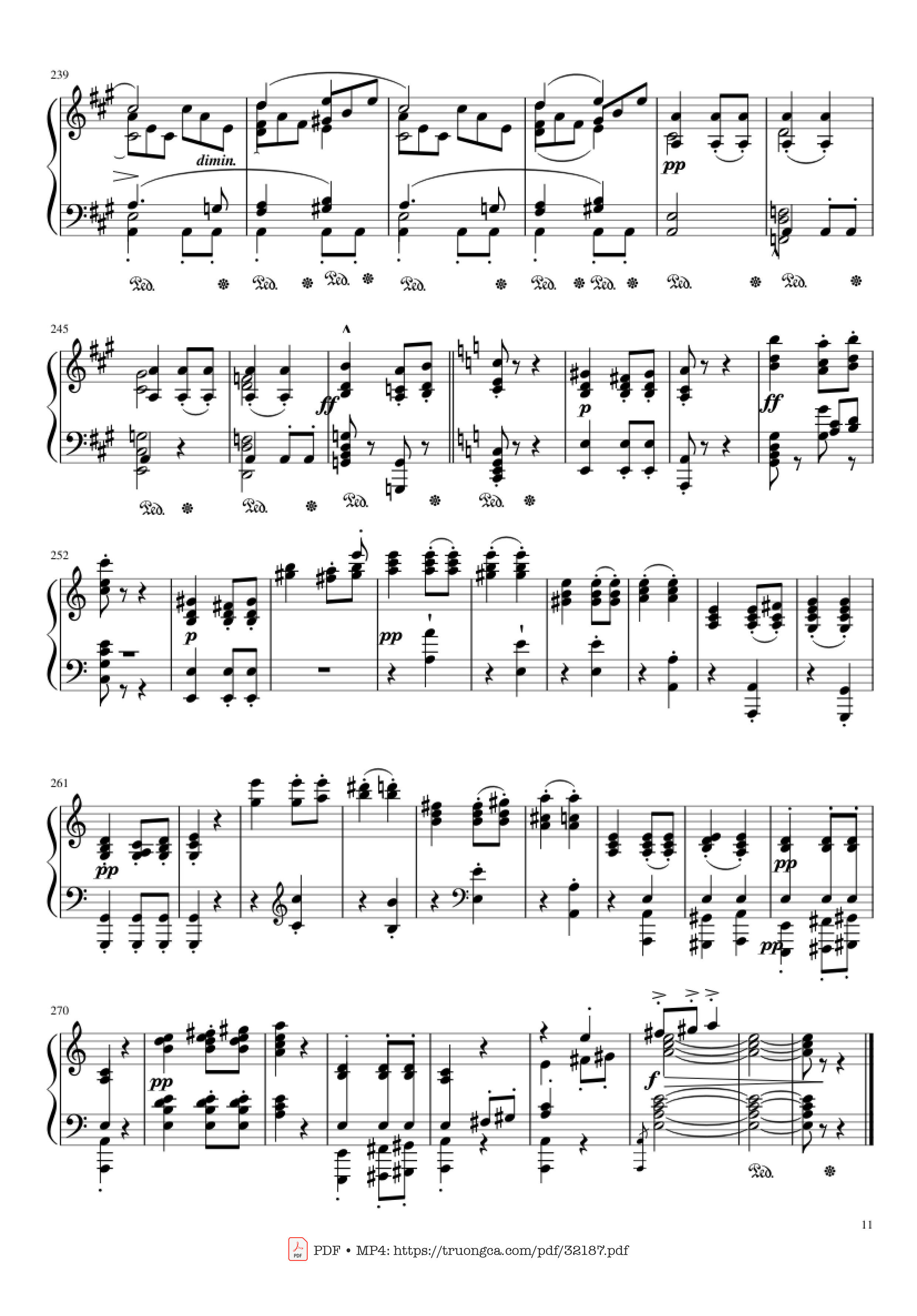 Page 11 of Sheet music PDF Piano Beethoven Symphony No. 7 Movement 2 Piano - Ludvig van Beethoven