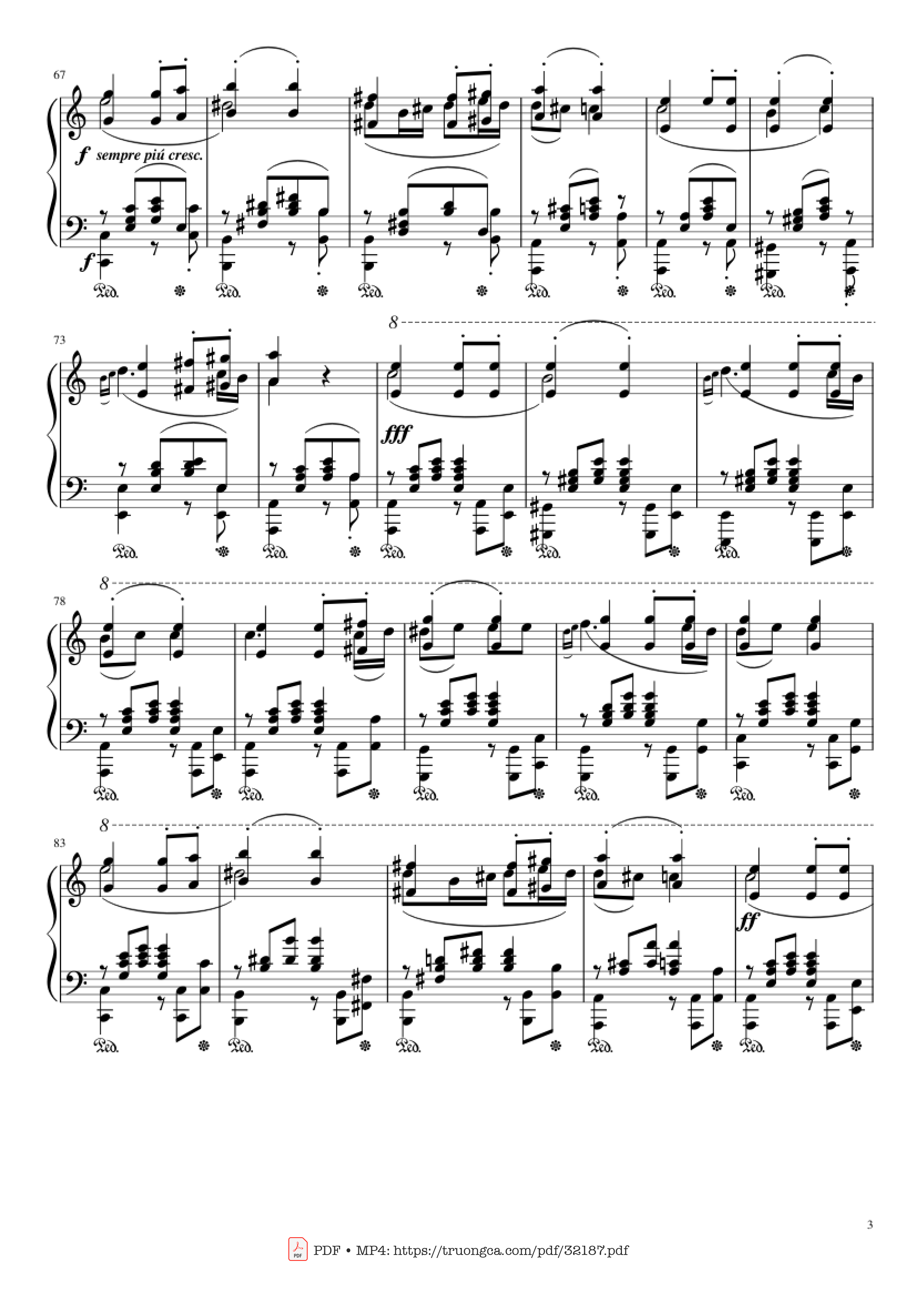 Page 3 of Sheet music PDF Piano Beethoven Symphony No. 7 Movement 2 Piano - Ludvig van Beethoven