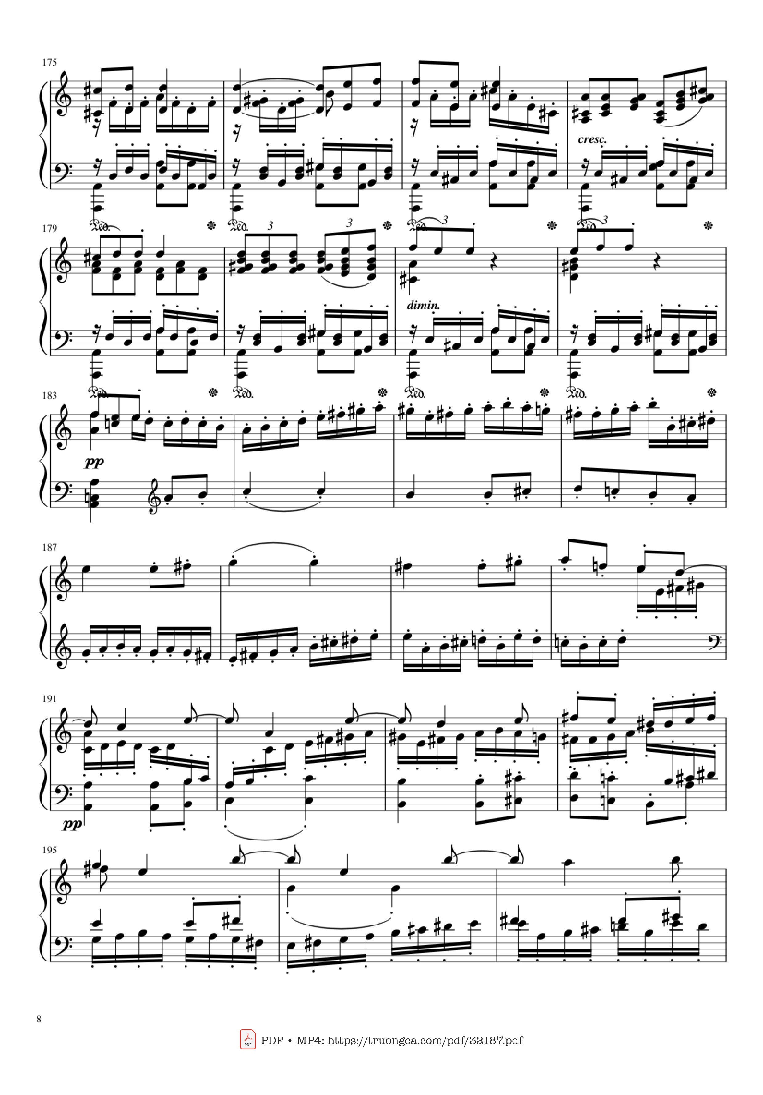 Page 8 of Sheet music PDF Piano Beethoven Symphony No. 7 Movement 2 Piano - Ludvig van Beethoven