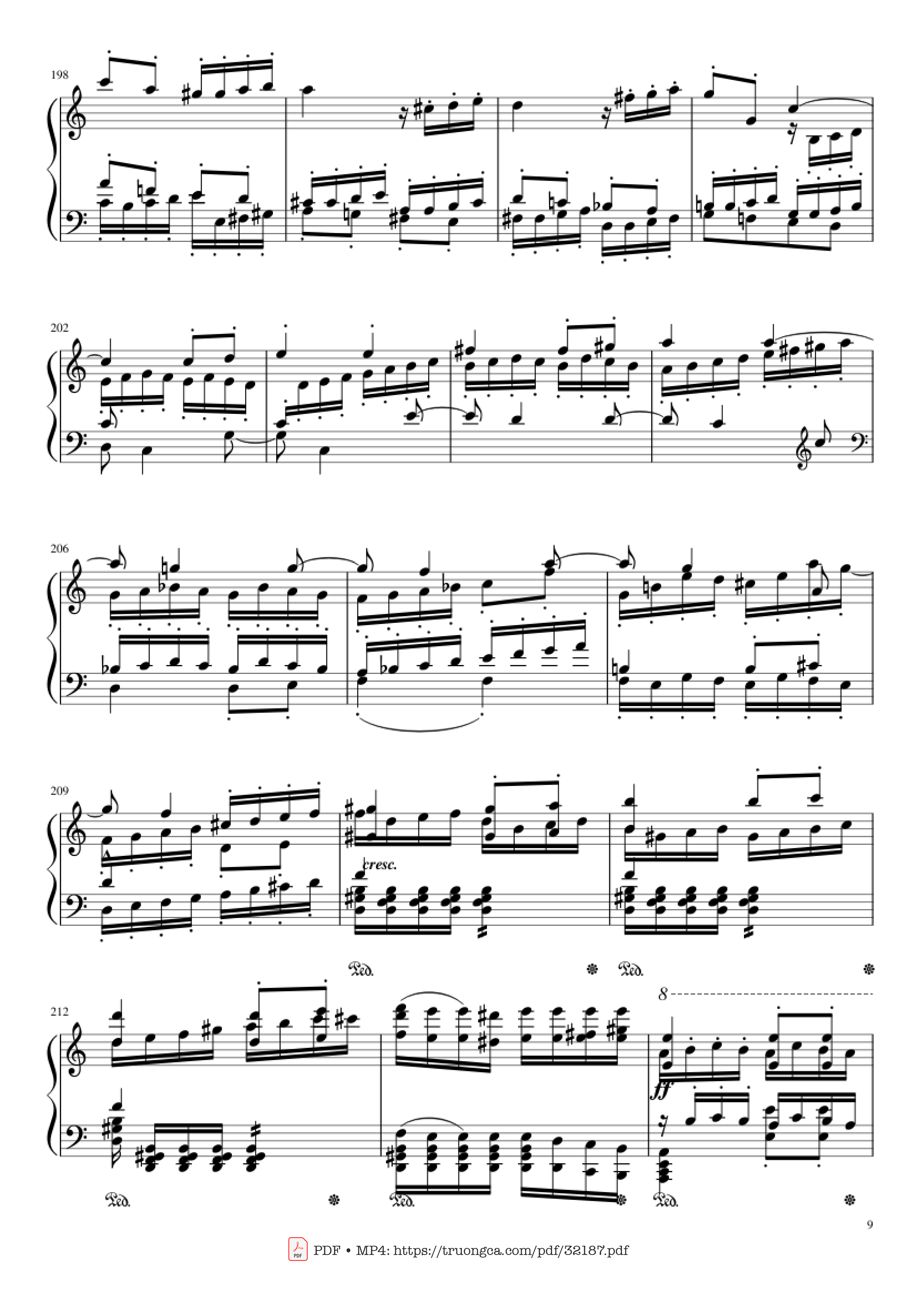 Page 9 of Sheet music PDF Piano Beethoven Symphony No. 7 Movement 2 Piano - Ludvig van Beethoven