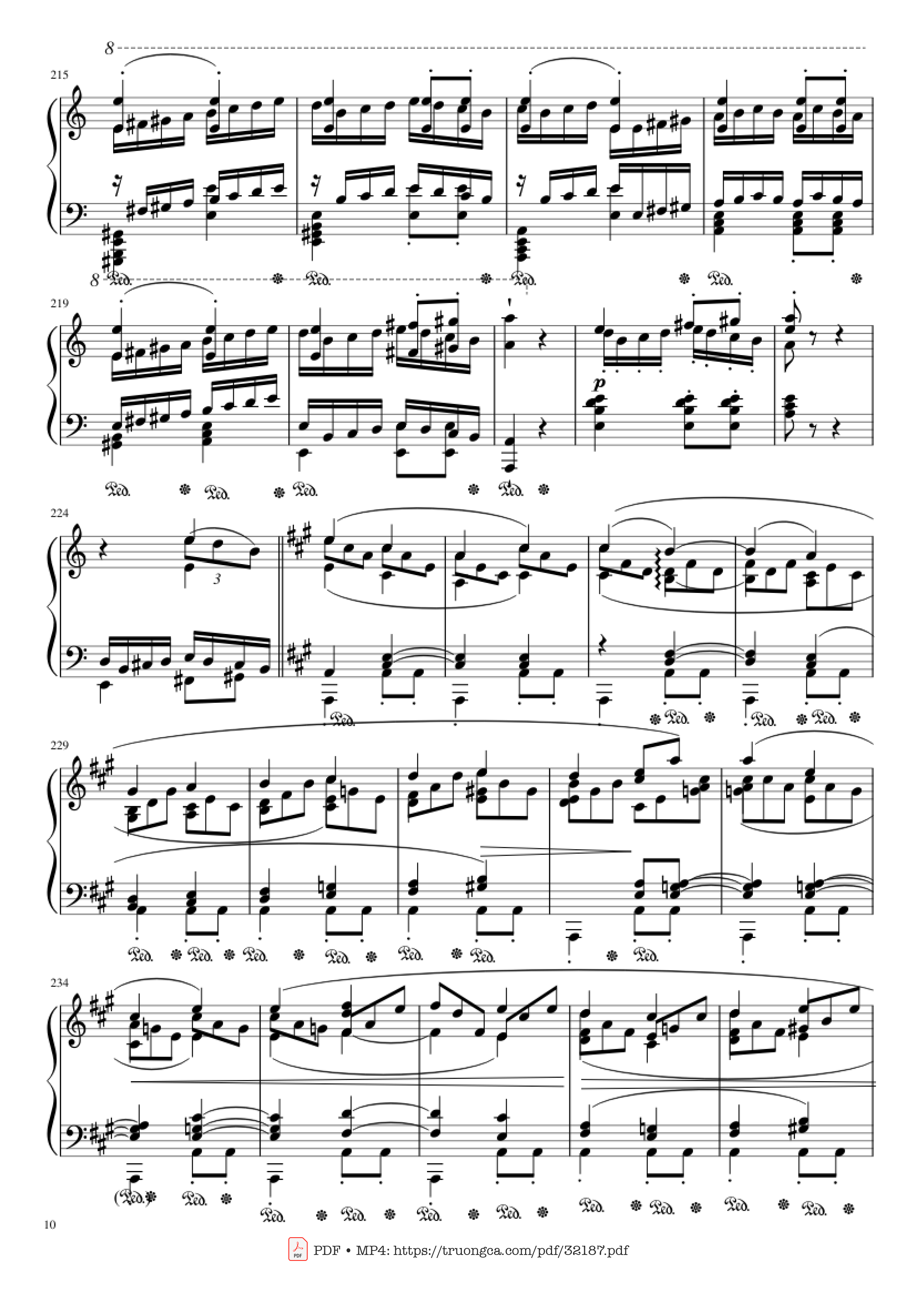 Page 10 of Sheet music PDF Piano Beethoven Symphony No. 7 Movement 2 Piano - Ludvig van Beethoven