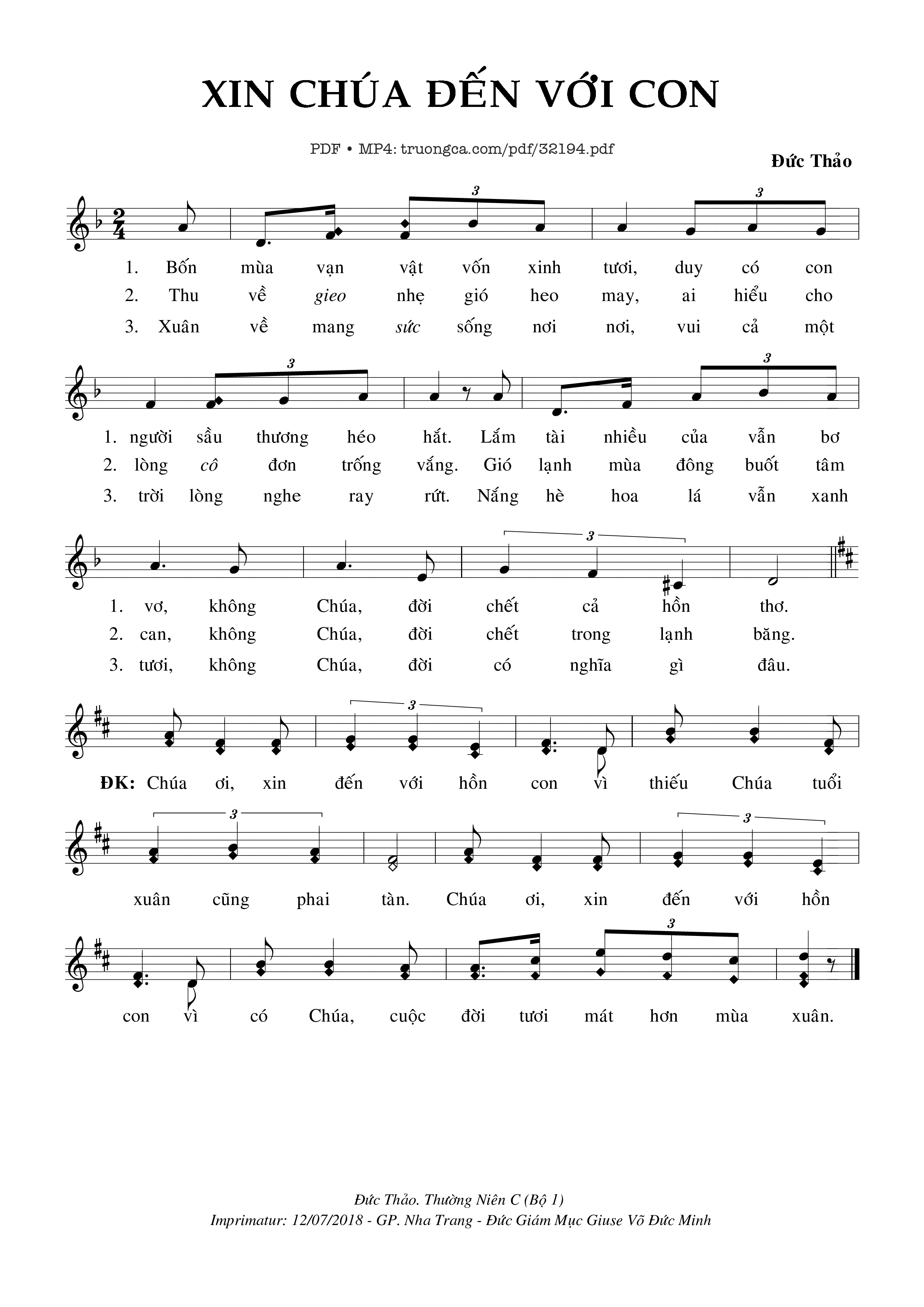 Sheet PDF of Xin Chúa Đến Với Con