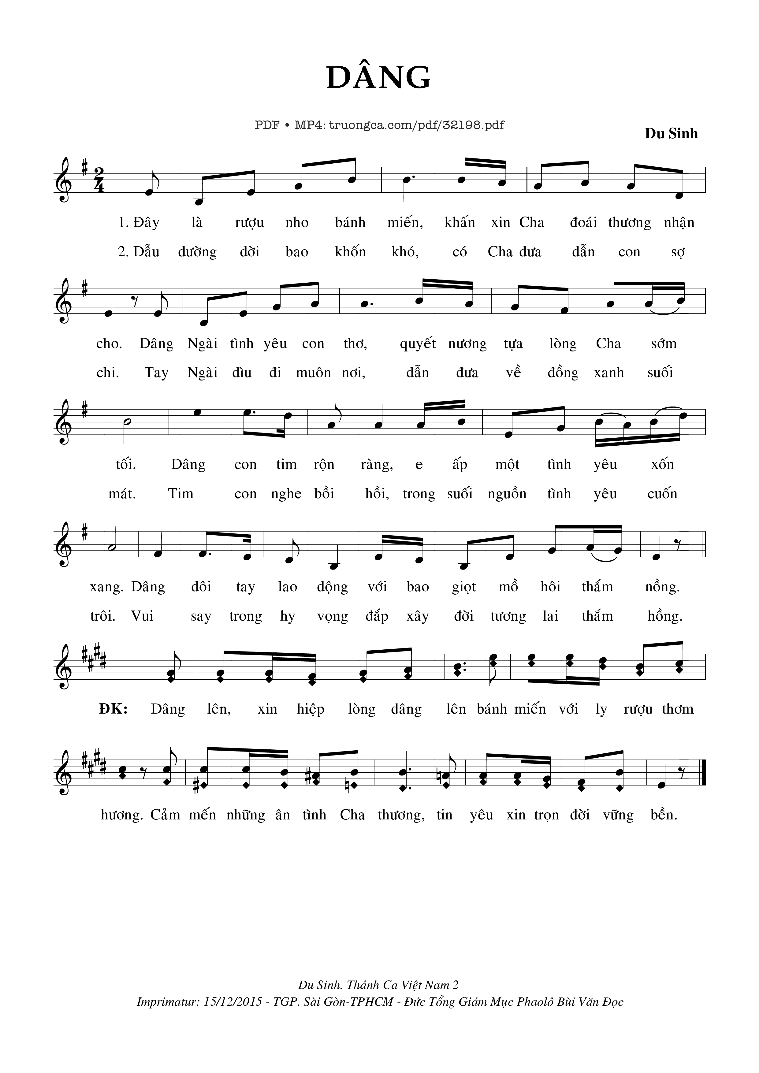Page 1 of Sheet music PDF Dâng - Du Sinh