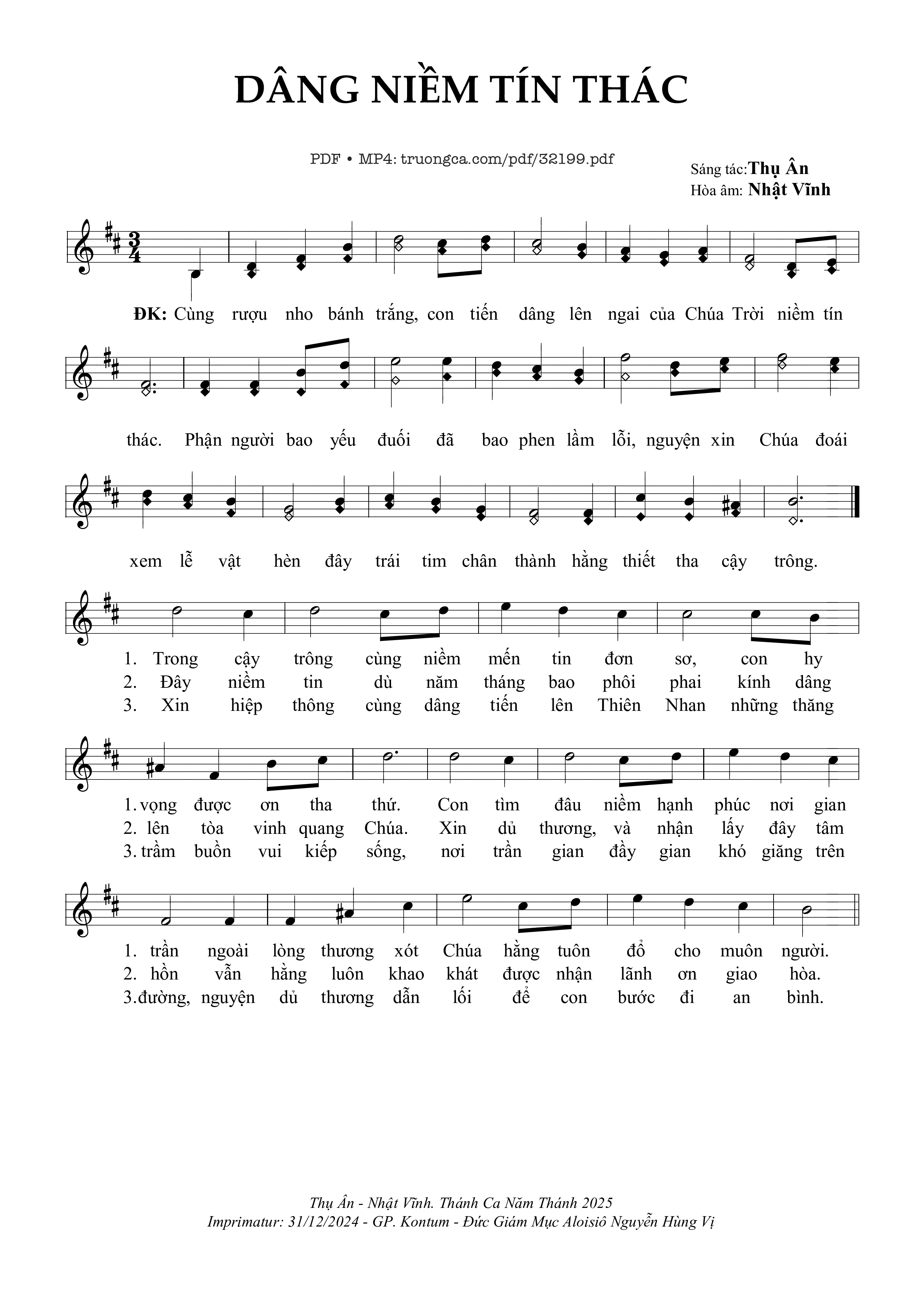 Page 1 of Sheet music PDF Dâng Niềm Tín Thác - Thu Ân &Amp; Nhật Vinh