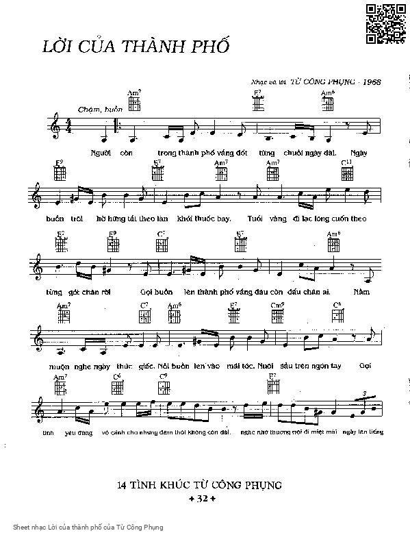 Page 1 of Sheet music PDF Lời của thành phố - Từ Công Phụng
