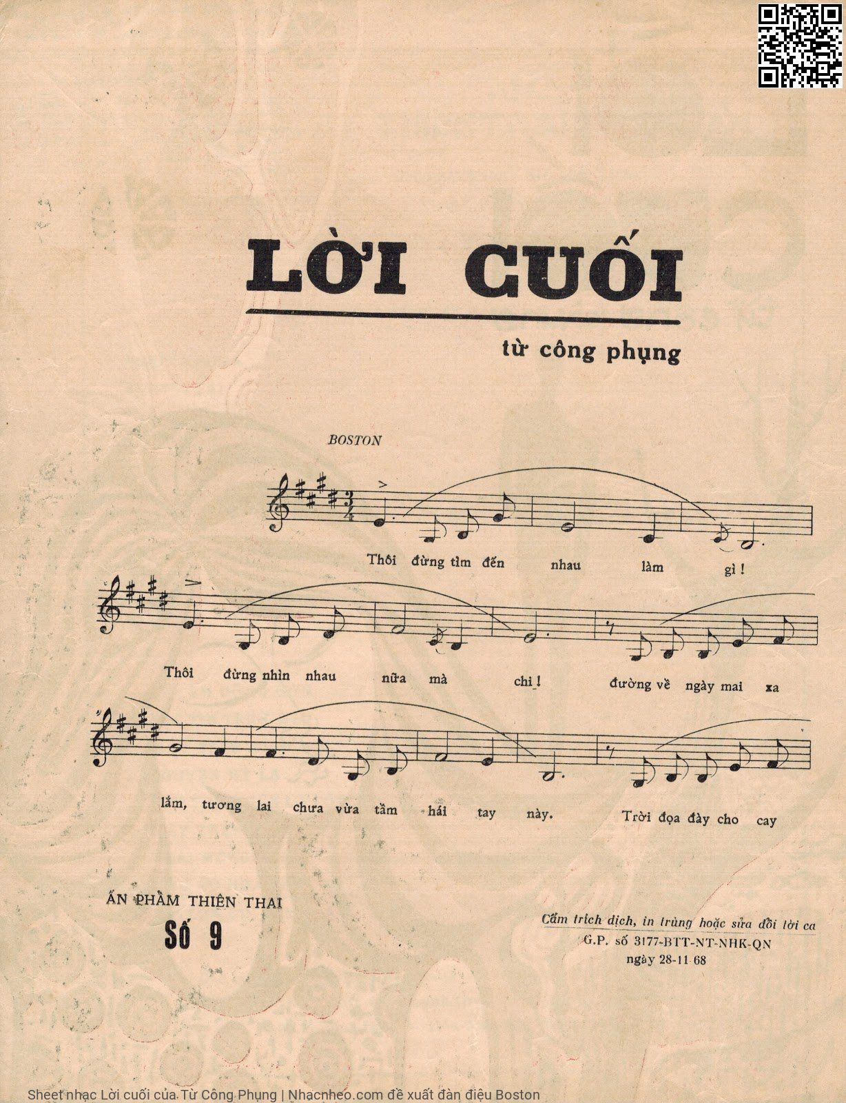 Page 2 of Sheet music PDF Lời cuối - Từ Công Phụng
