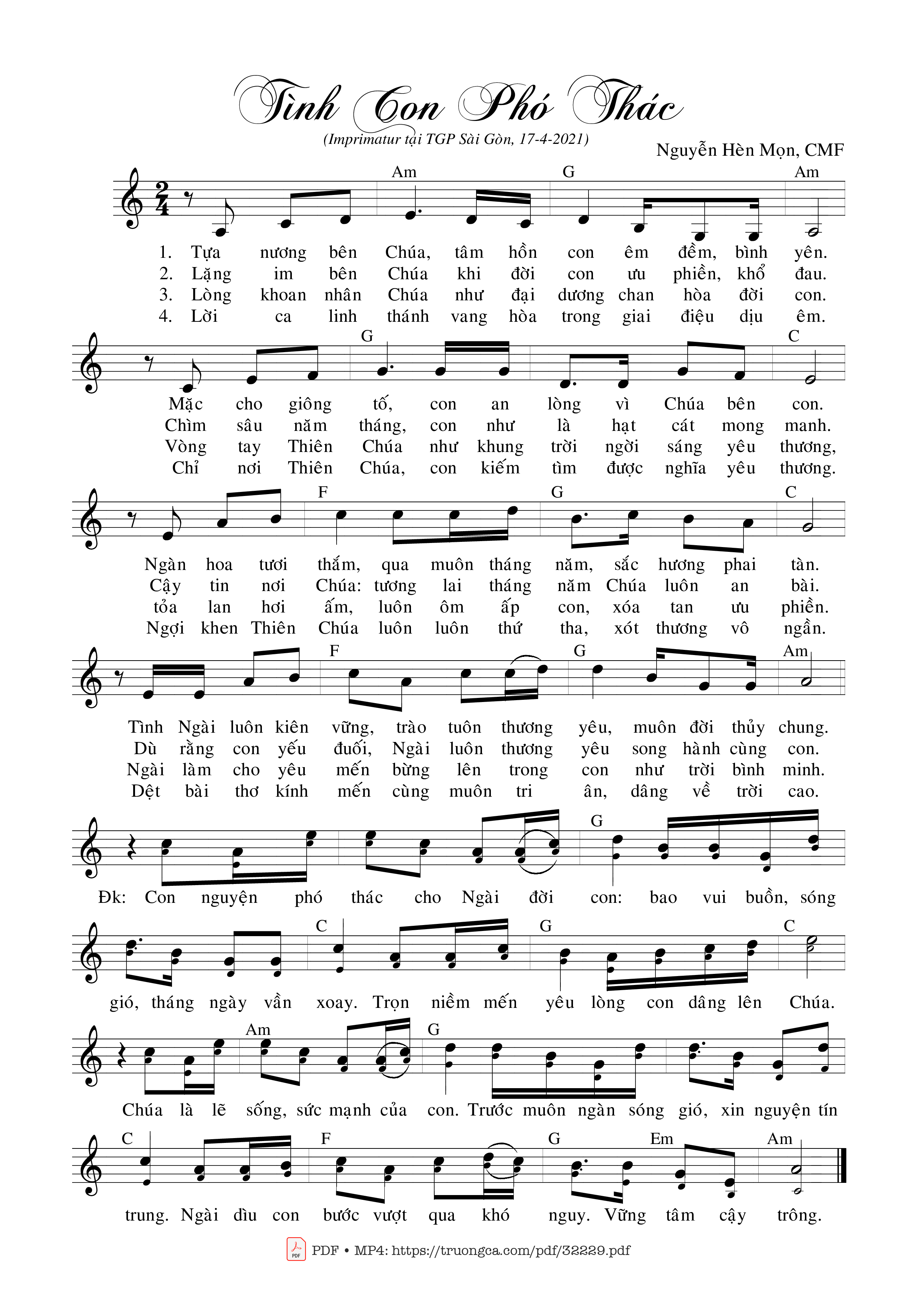 Sheet PDF of Tình Con Phó Thác