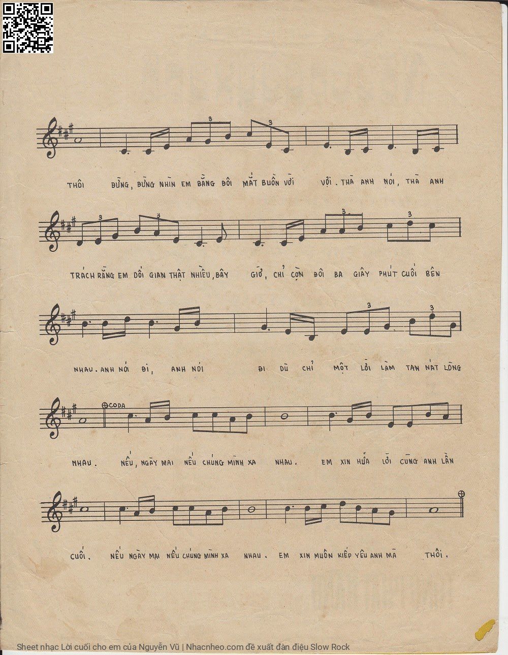 Page 3 of Sheet music PDF Lời cuối cho em - Nguyễn Vũ