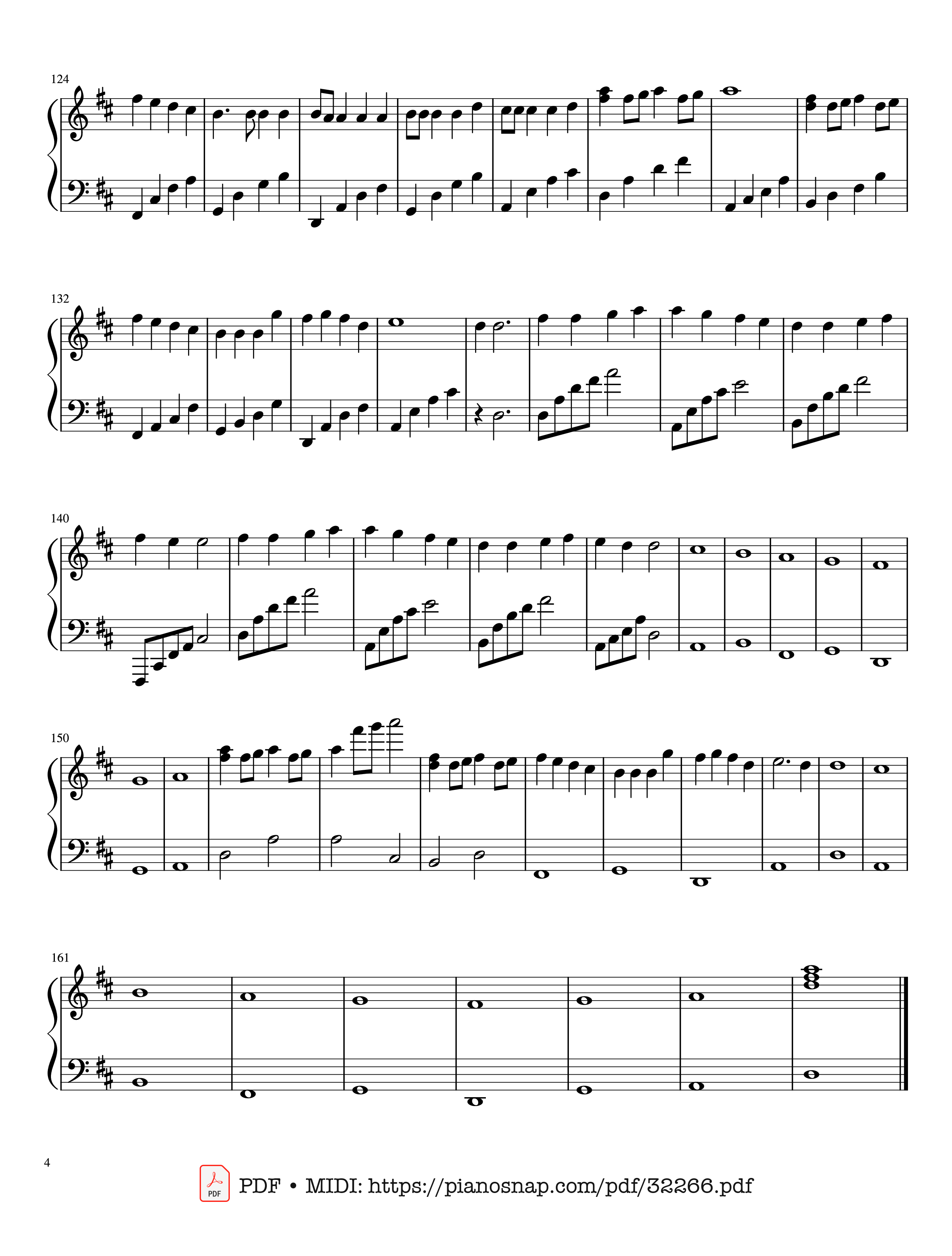 Page 4 of Sheet music PDF Piano Beautiful in White + Canon in D + Memories + Ode to Joy Piano - Jun Sern