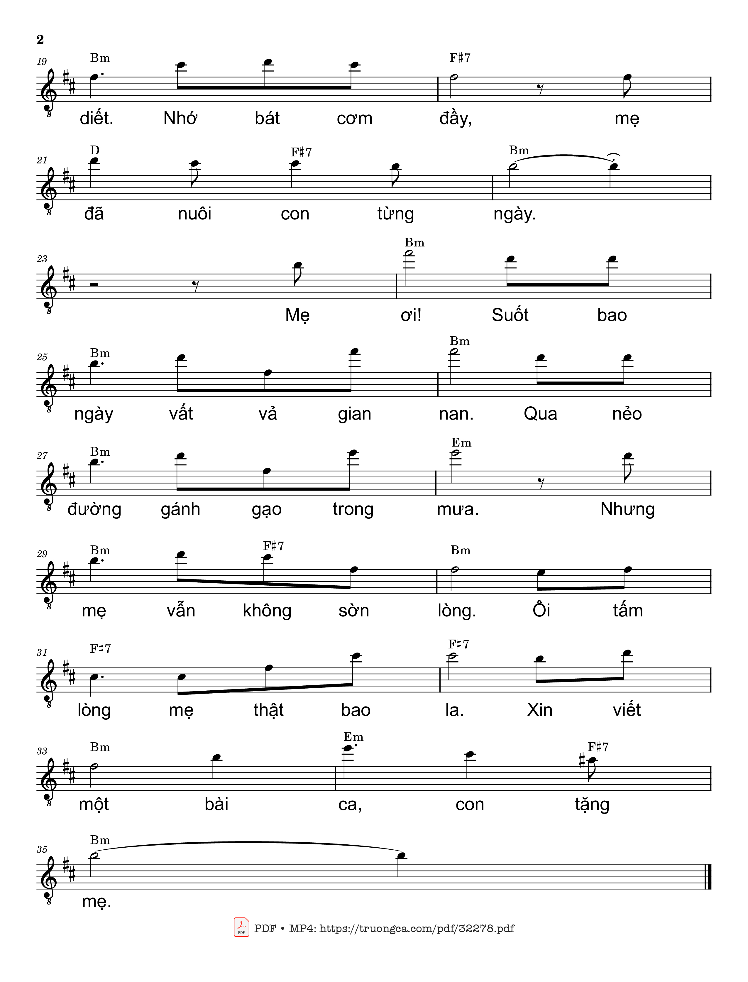Page 2 of Sheet music PDF Nhớ mẹ - Đặng Hiệp