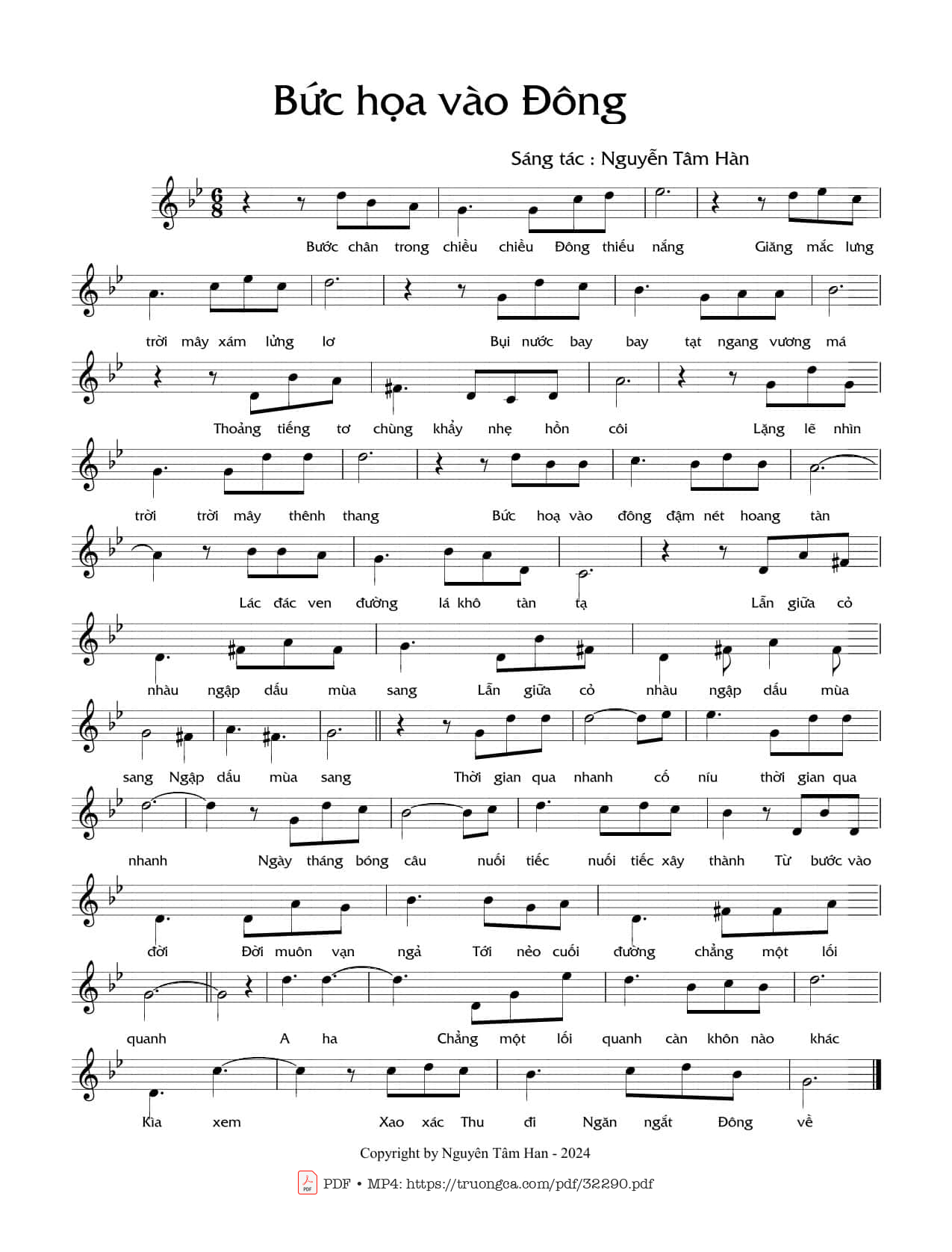 Sheet PDF of Bức họa vào đông