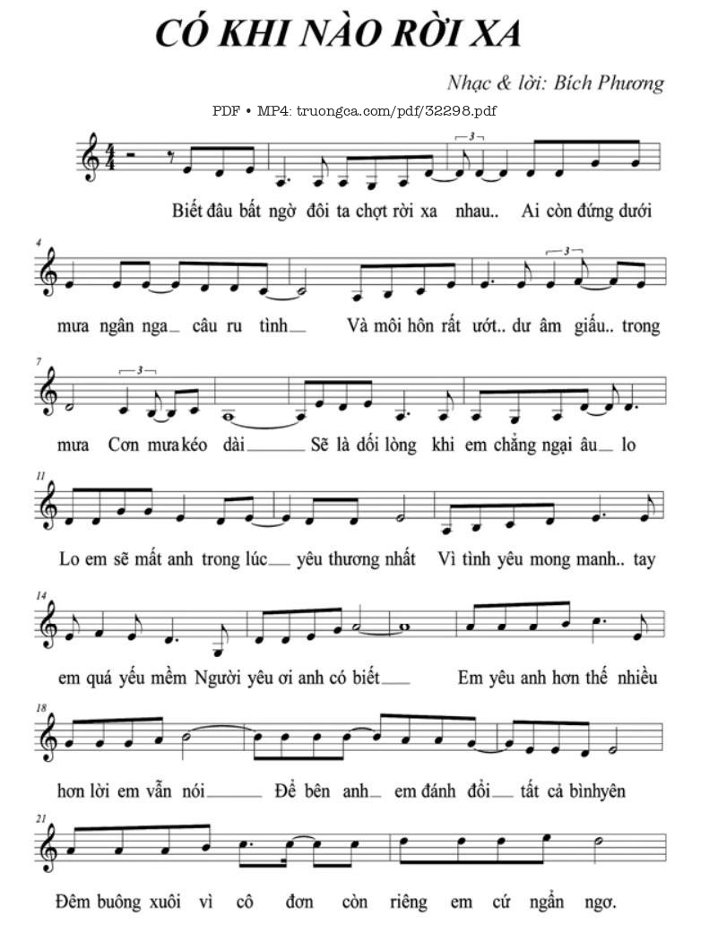 Sheet PDF of Có khi nào rời xa