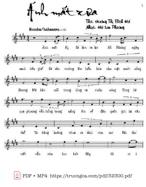 Sheet PDF of Ánh mắt xưa