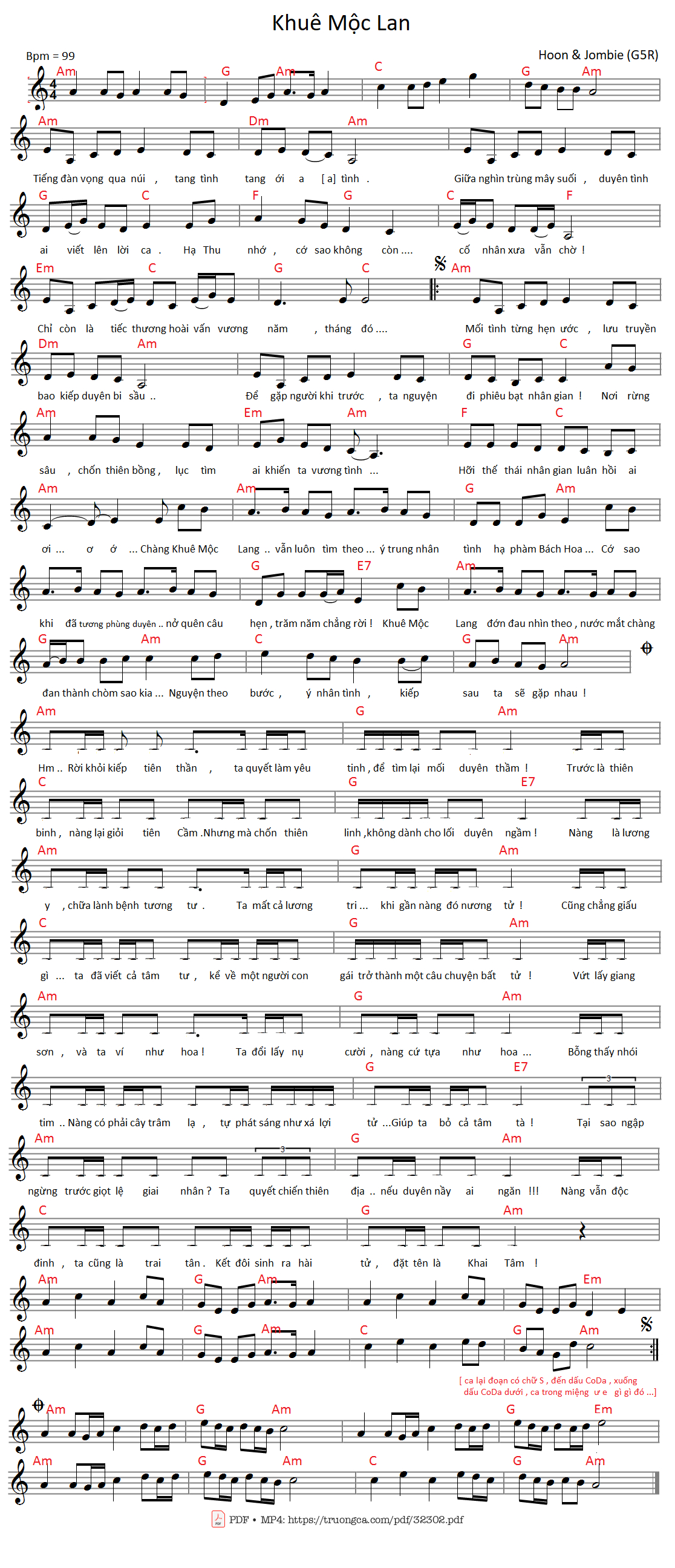 Sheet PDF of Khuê mộc lan