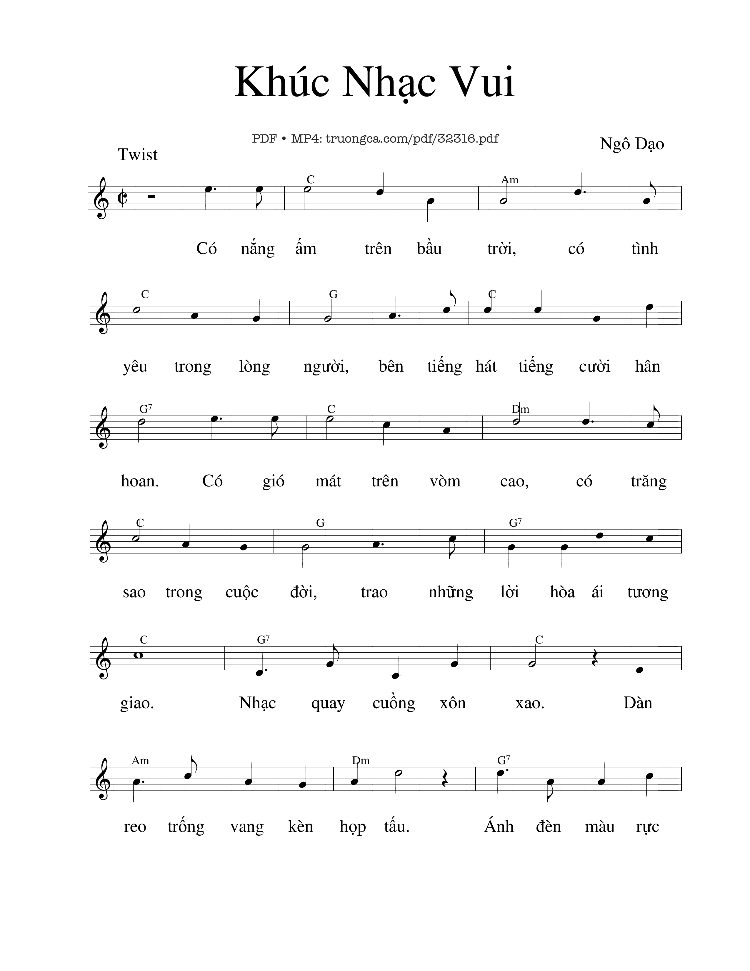 Sheet PDF of Khúc nhạc vui