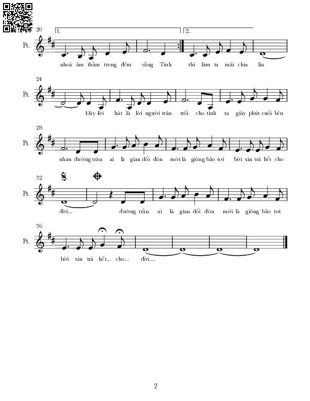 Page 2 of Sheet music PDF Lời em hát - Nguyễn Hoàng Đô