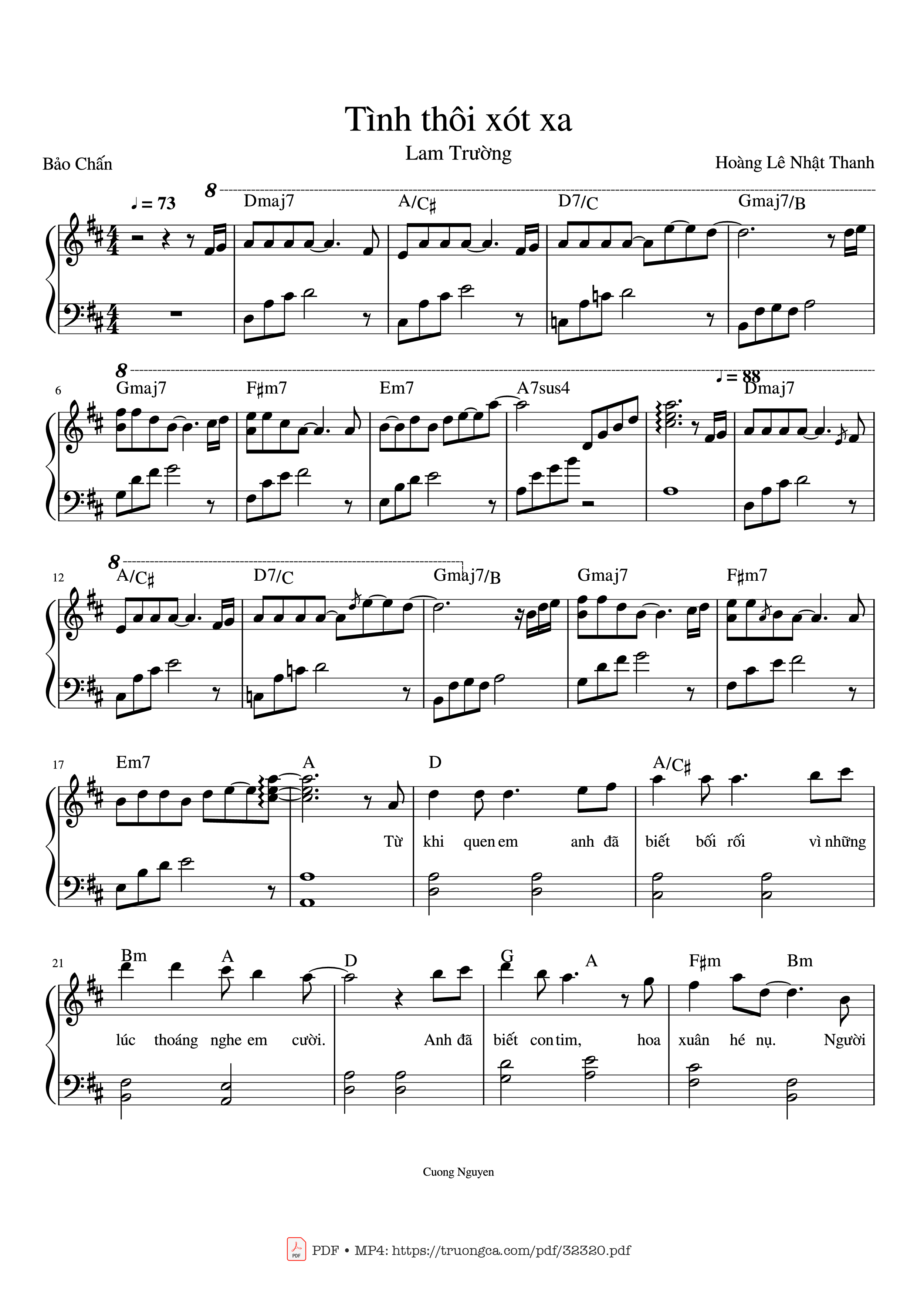 Sheet PDF of Tình thôi xót xa Piano