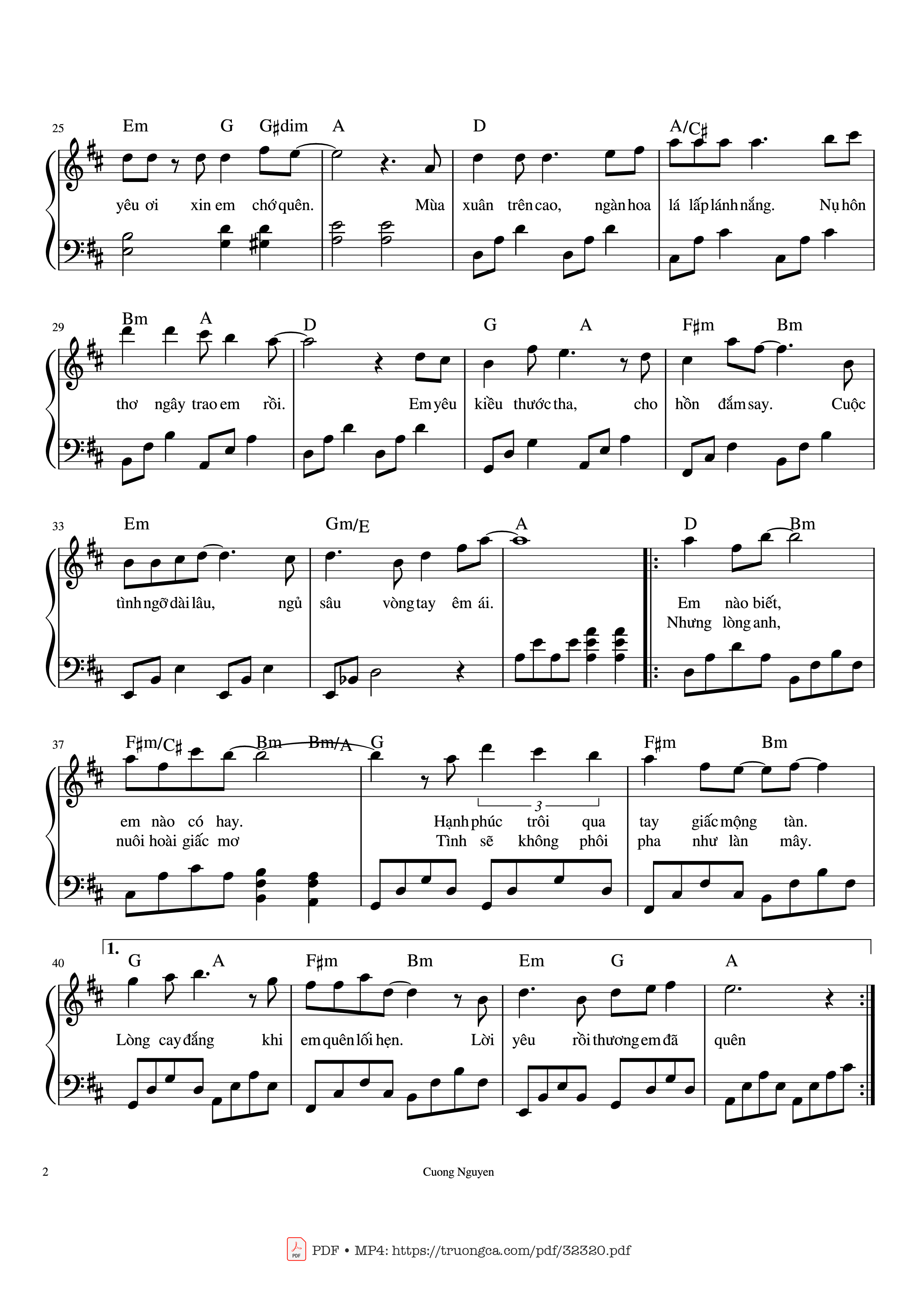 Page 2 of Sheet music PDF Piano Tình thôi xót xa Piano - Bảo Chấn
