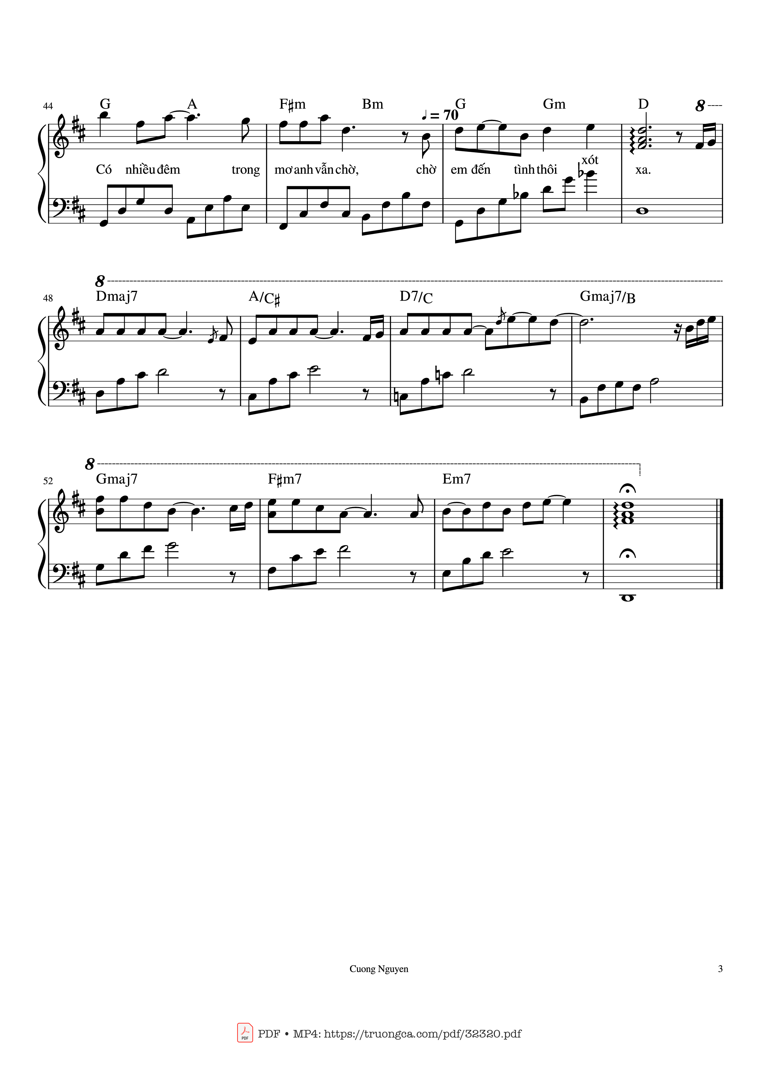 Page 3 of Sheet music PDF Piano Tình thôi xót xa Piano - Bảo Chấn
