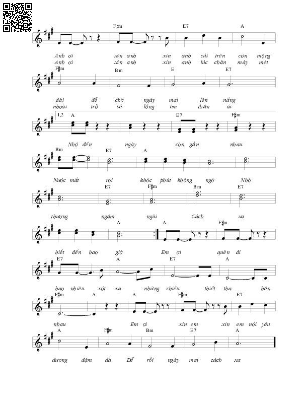 Page 2 of Sheet music PDF Lời gọi chân mây - Lê Uyên Phương