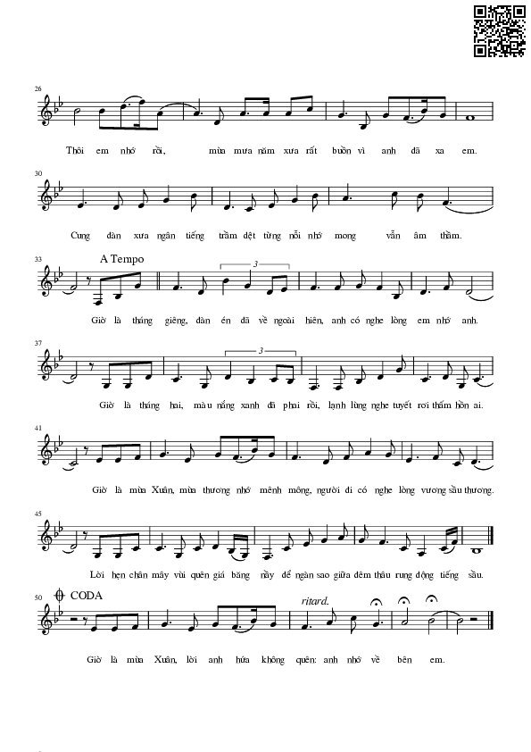 Page 2 of Sheet music PDF Lời hẹn chân mây - Lê Vân Tú