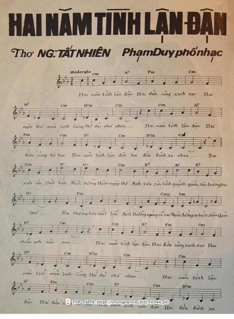 Sheet PDF of Hai Năm Tình Lận Đận