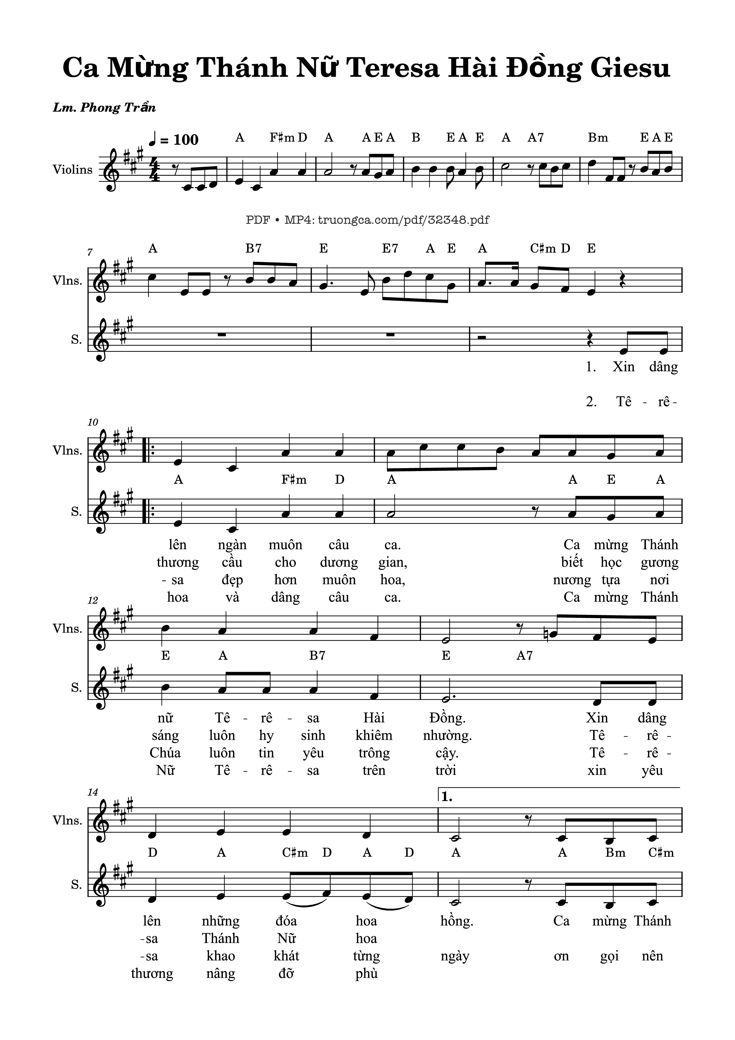 Page 1 of Sheet music PDF Ca Mừng Thánh Teresa Hài Đồng Giêsu (Đệm violin) - Lm. Phong Trần