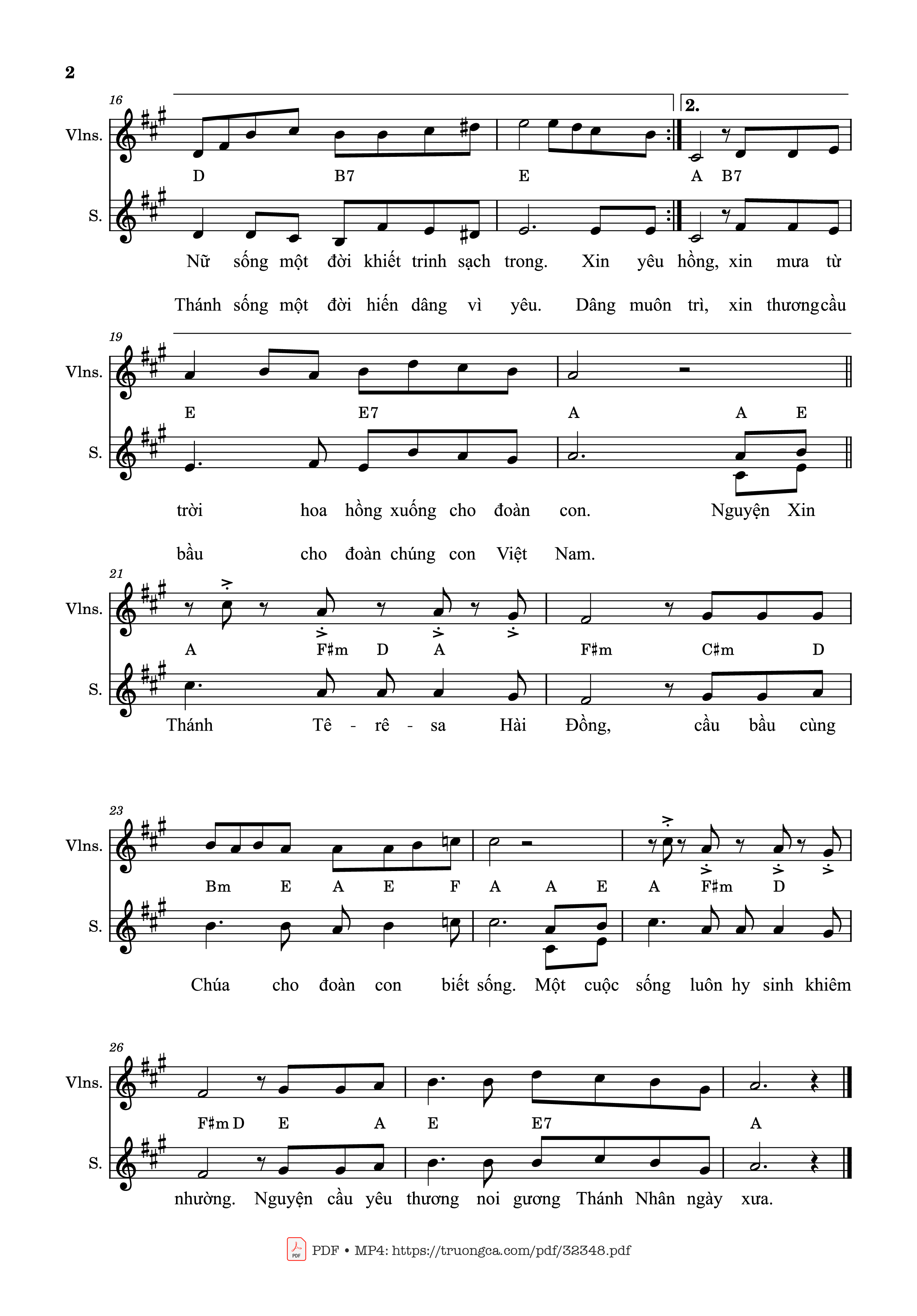 Page 2 of Sheet music PDF Ca Mừng Thánh Teresa Hài Đồng Giêsu (Đệm violin) - Lm. Phong Trần