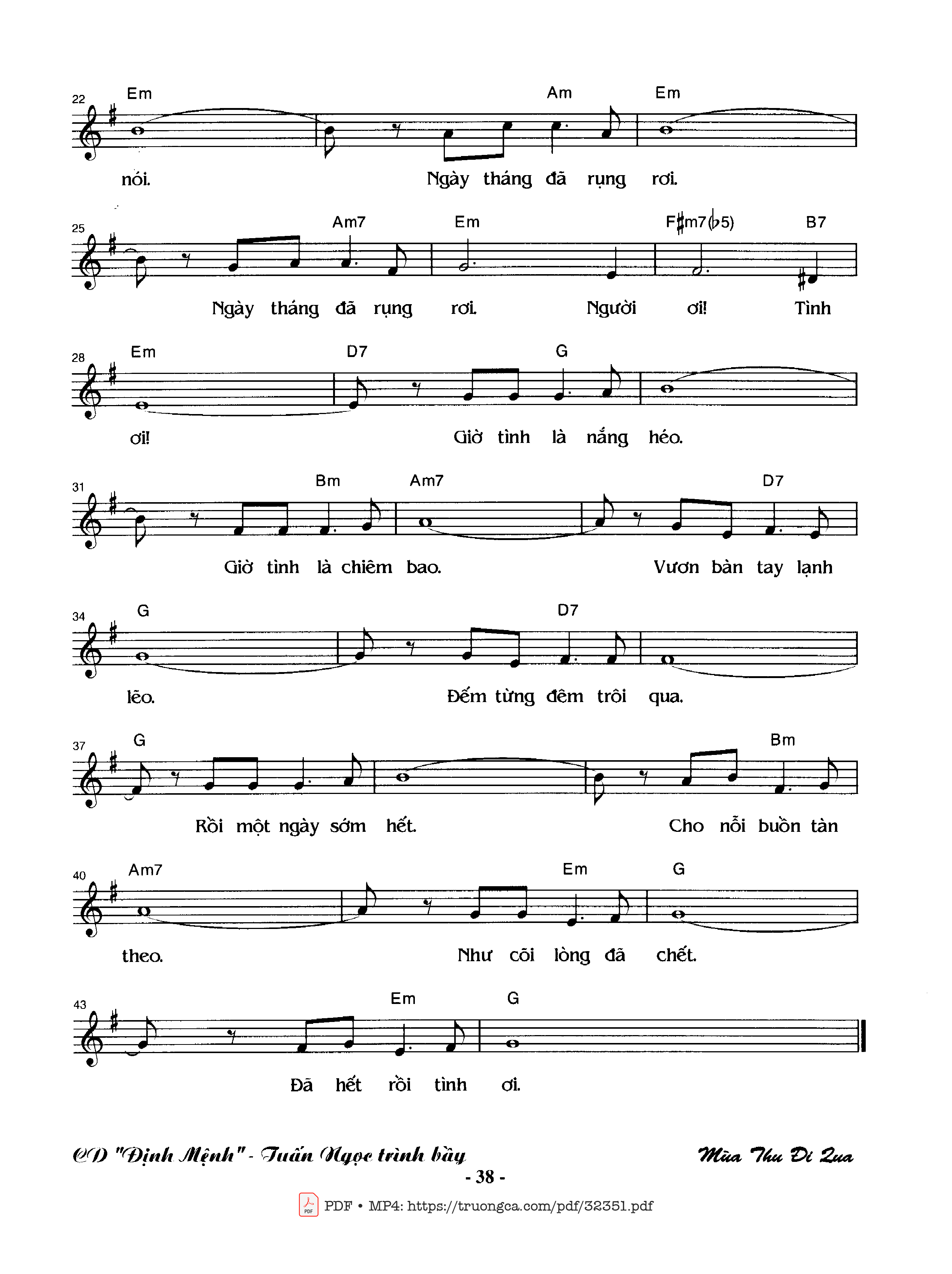 Page 2 of Sheet music PDF Mùa thu đi qua - Nguyễn Đình Phùng