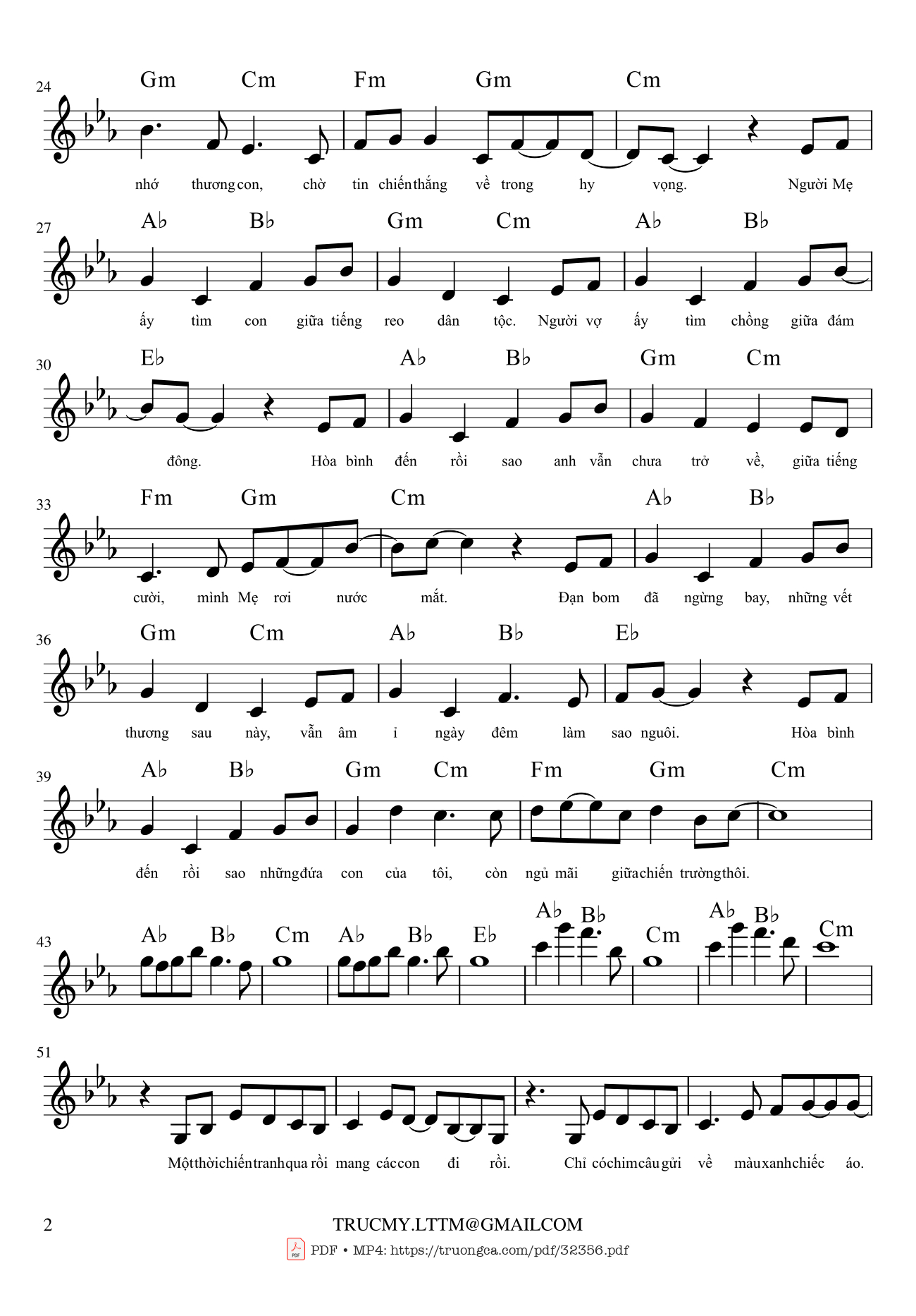 Page 2 of Sheet music PDF Nỗi Đau Giữa Hoà Bình - Nguyễn Văn Chung