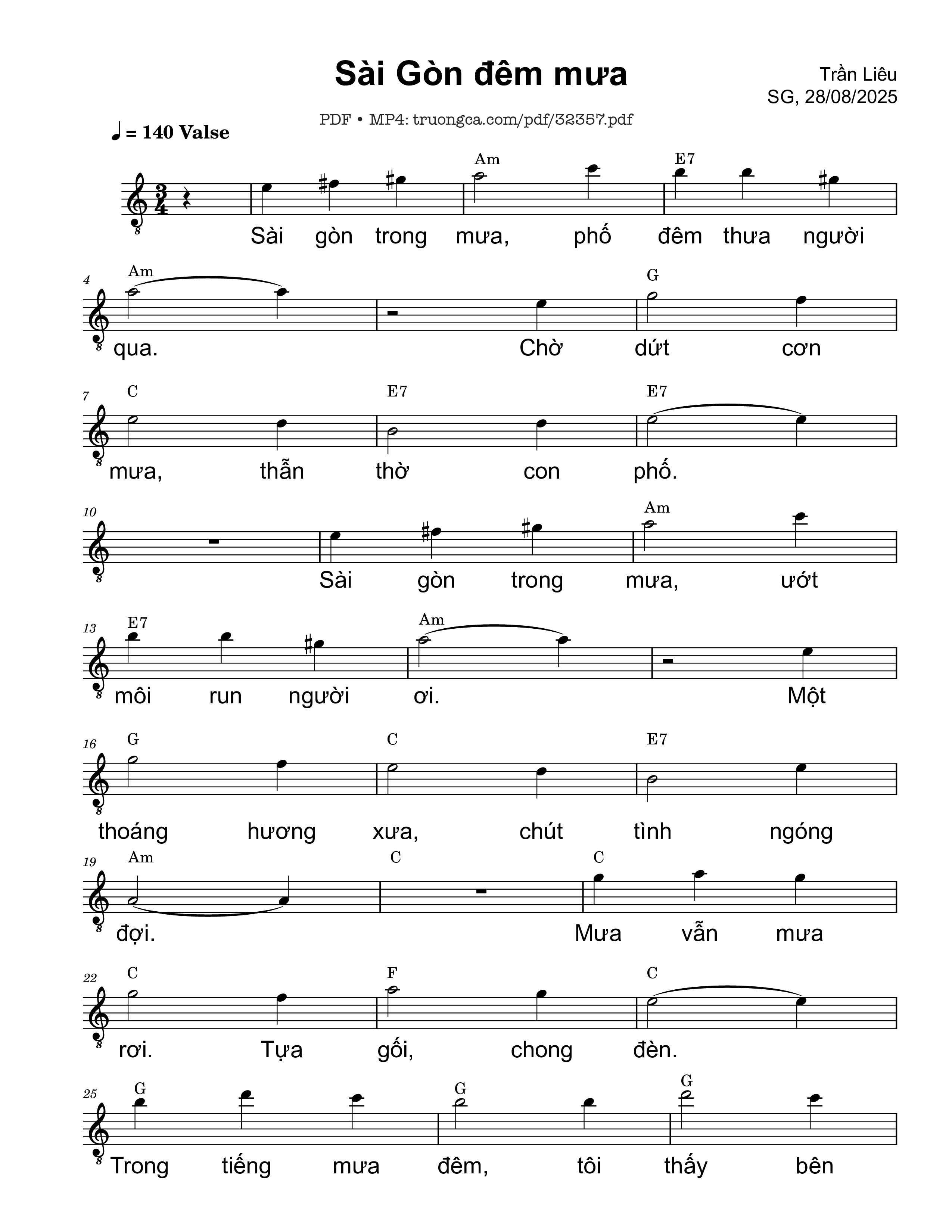 Sheet PDF of Sài Gòn đêm mưa