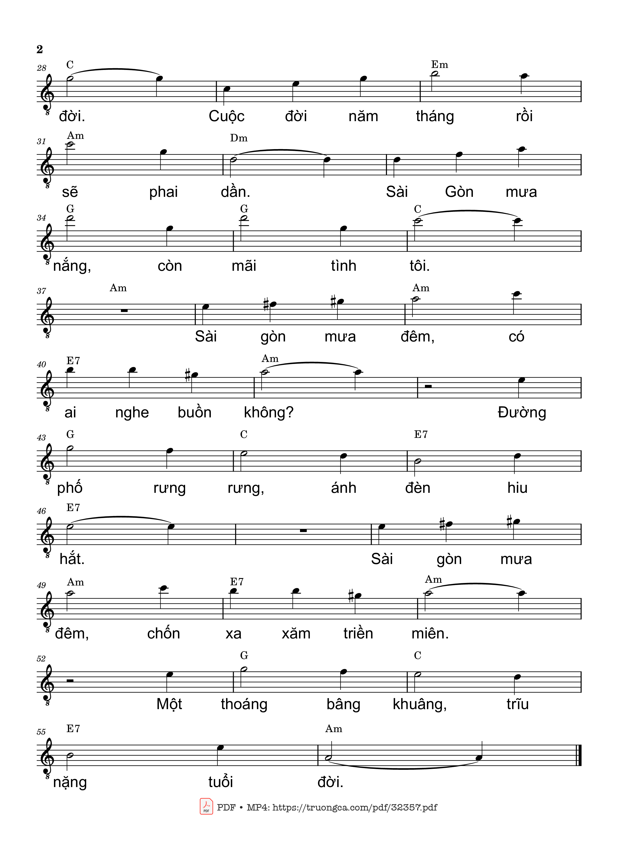 Page 2 of Sheet music PDF Sài Gòn đêm mưa - Trần Liêu